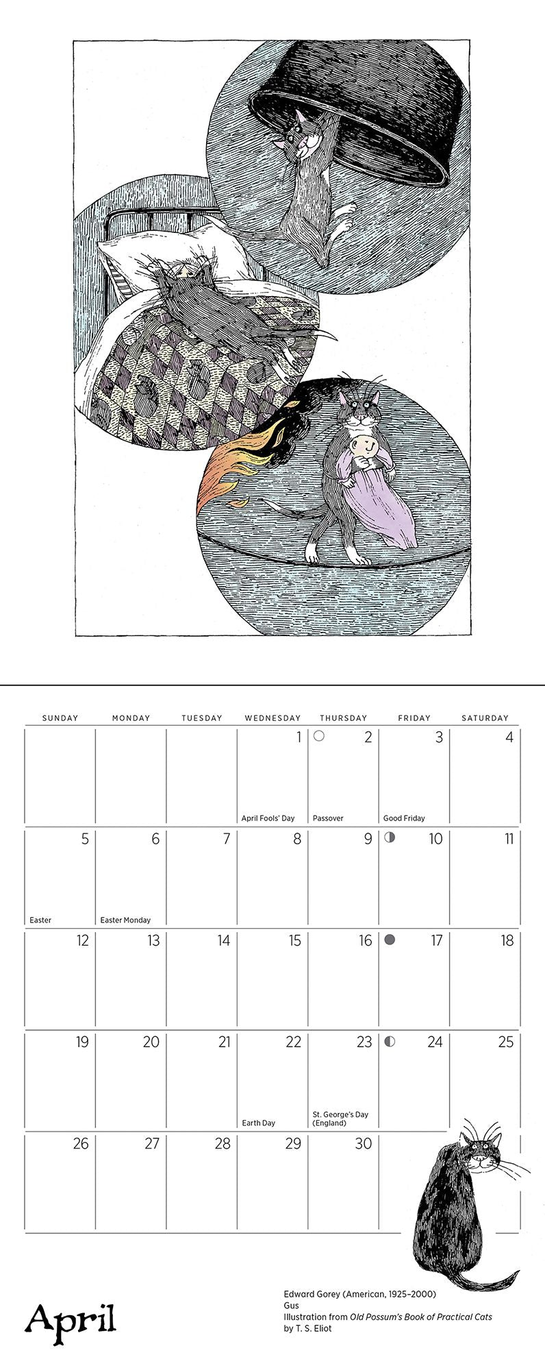 2026 Edward Gorey: Practical Cats Mini Wall Calendar