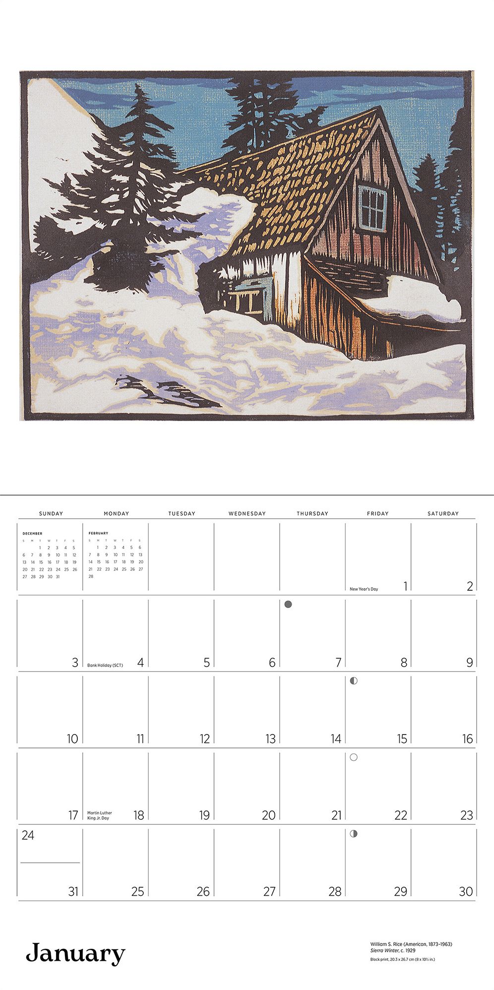 2027 Arts & Crafts Block Prints by William S. Rice Wall Calendar