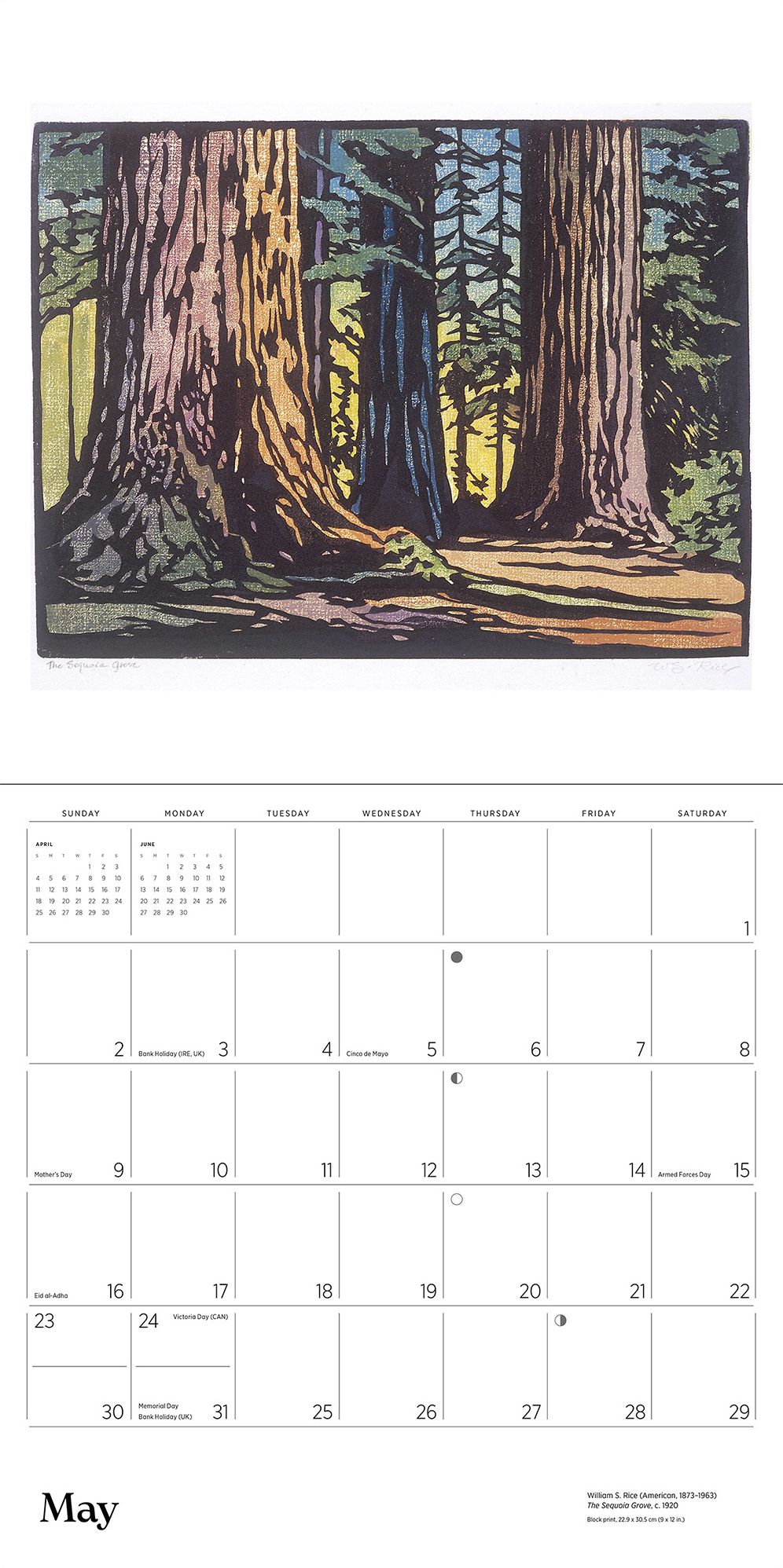 2027 Arts & Crafts Block Prints by William S. Rice Wall Calendar