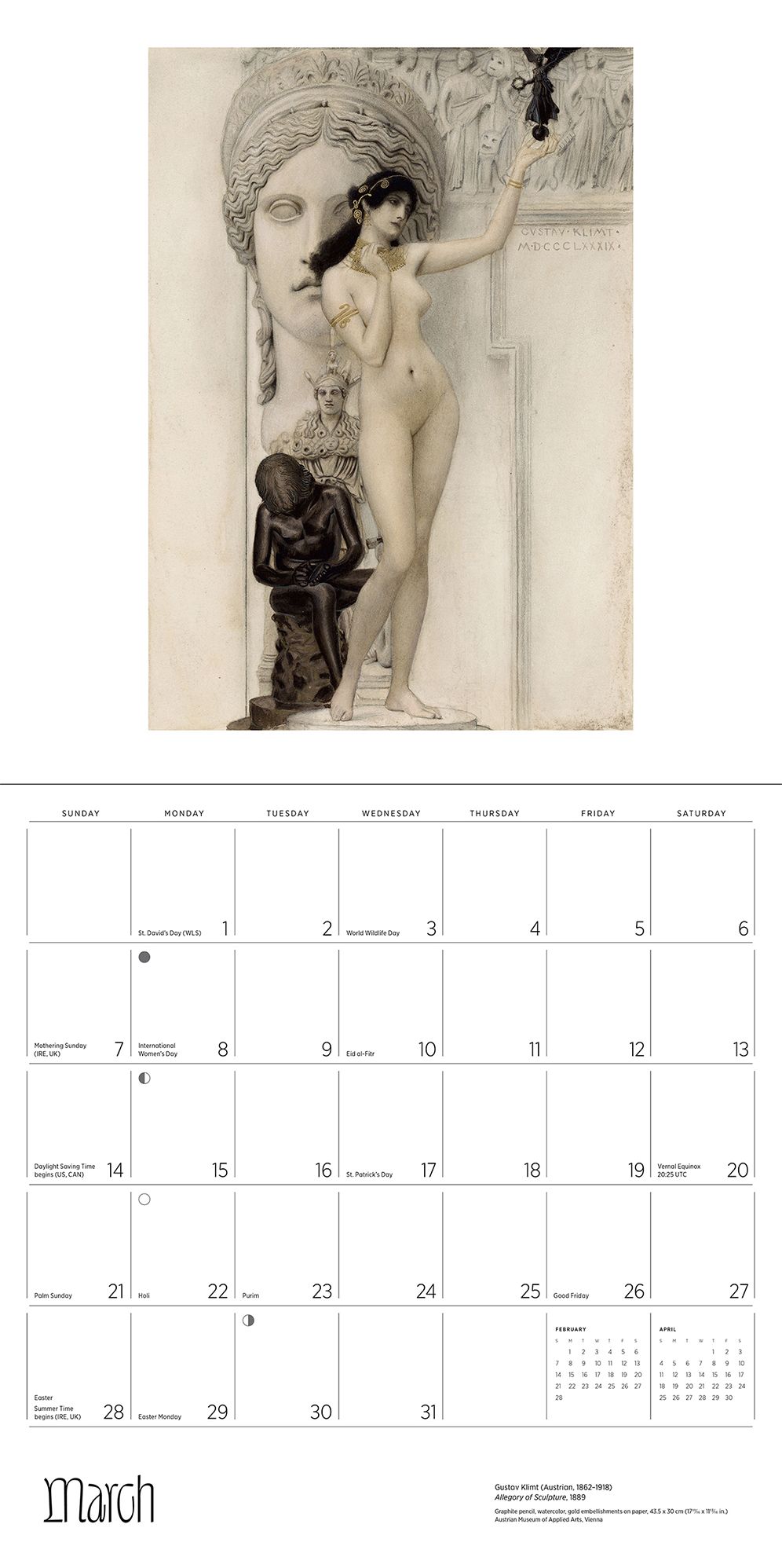 2027 Gustav Klimt Wall Calendar