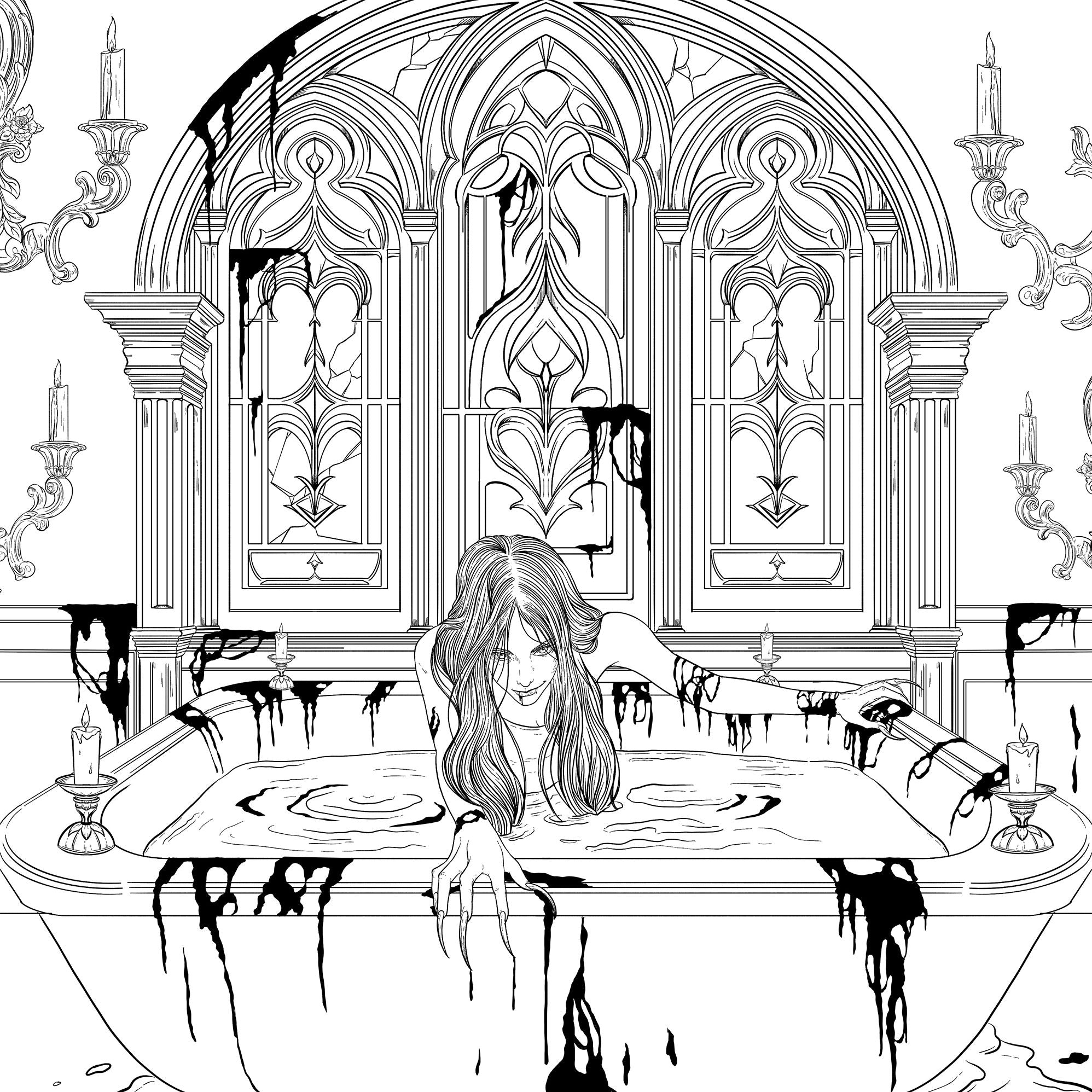 Mythogoria: Midnight Murderess: A Dark Coloring Book of Bloodstained Beauties