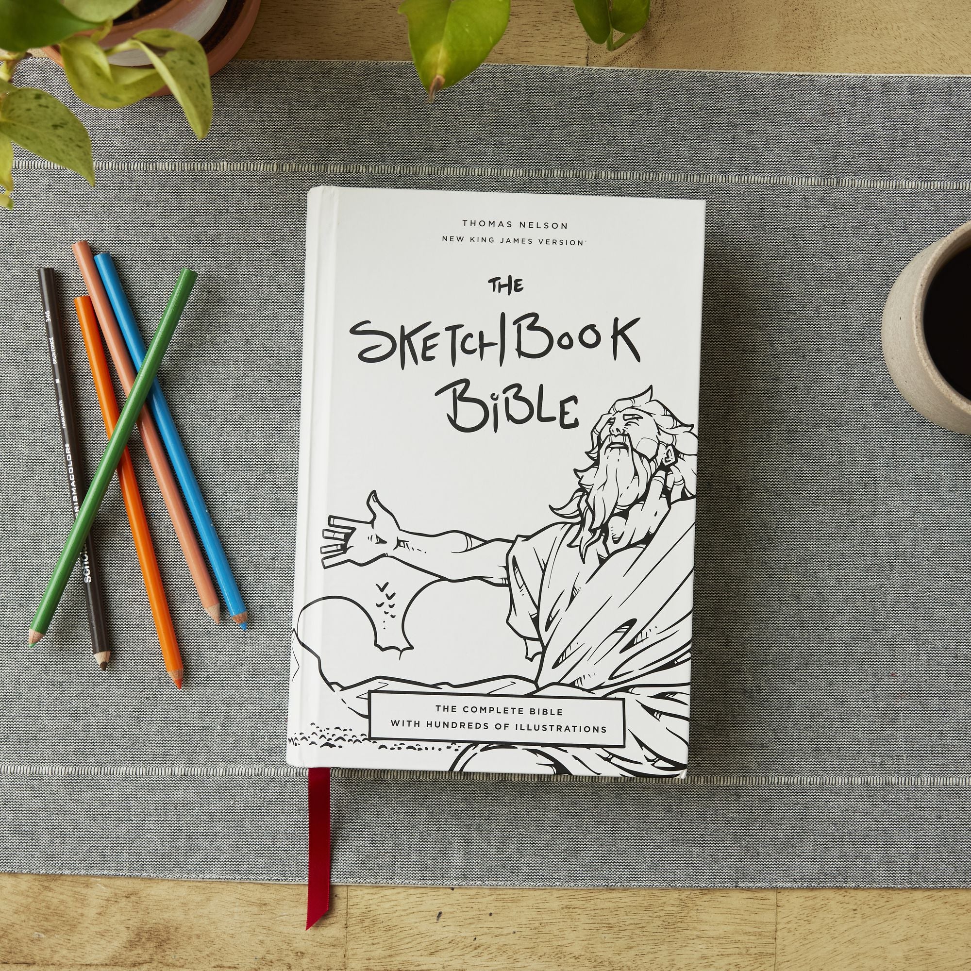 The Sketchbook Bible: The Complete Bible with Hundreds of Illustrations (NKJV, Hardcover, Red Letter, Comfort Print)
