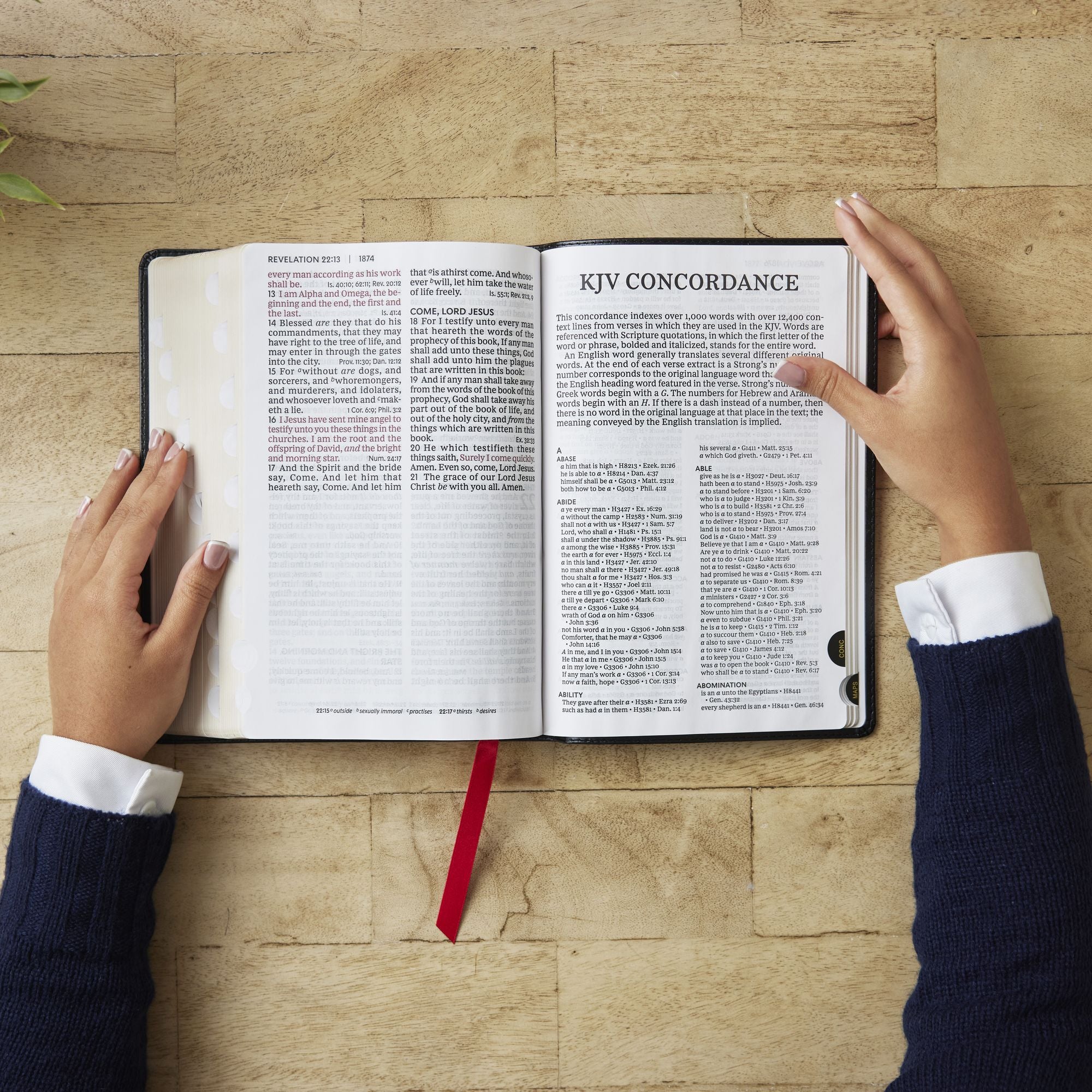 KJV Giant Print End-of-Verse Reference Bible, Black Leathersoft, Red Letter, Comfort Print (Thumb Indexed)