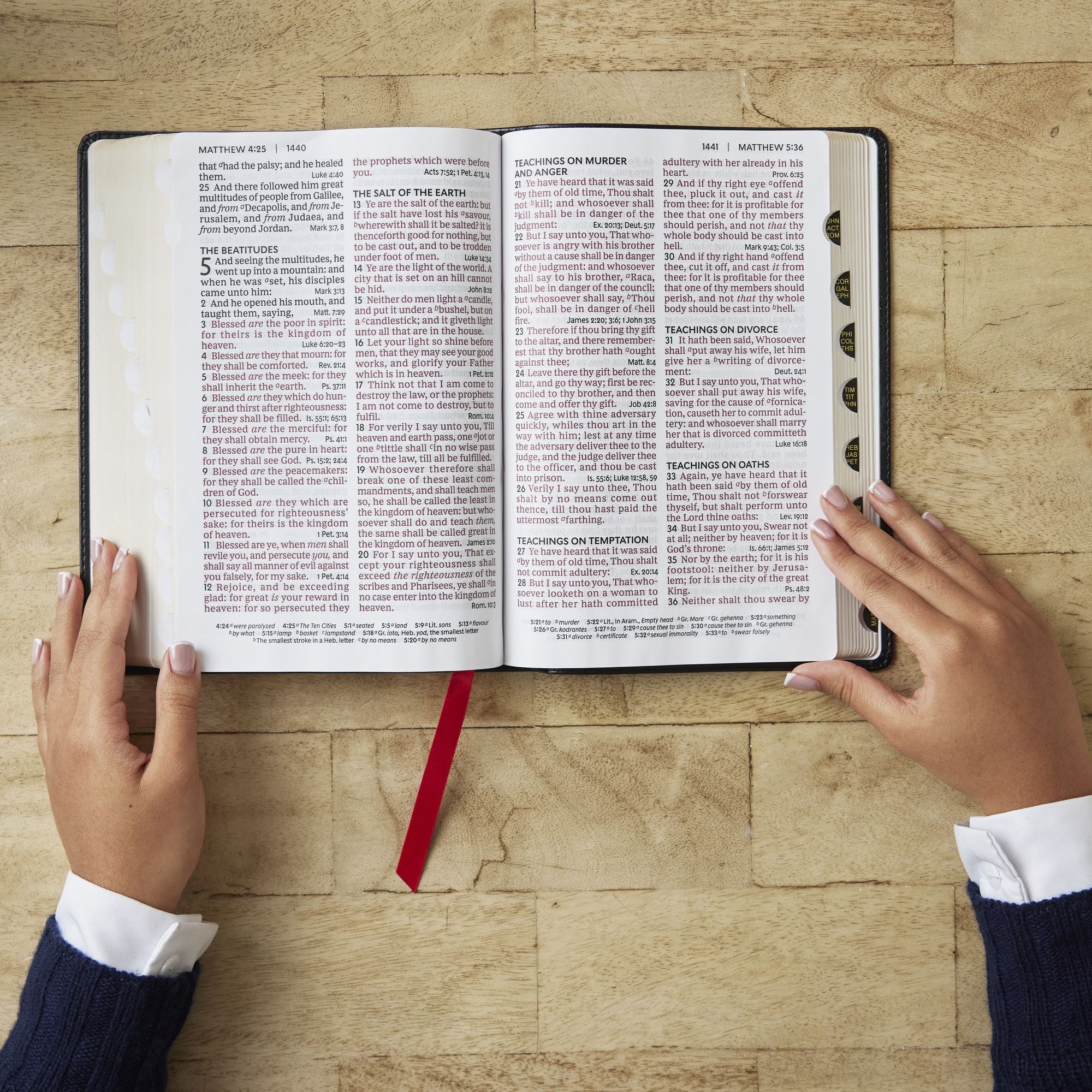 KJV Giant Print End-of-Verse Reference Bible, Black Leathersoft, Red Letter, Comfort Print (Thumb Indexed)