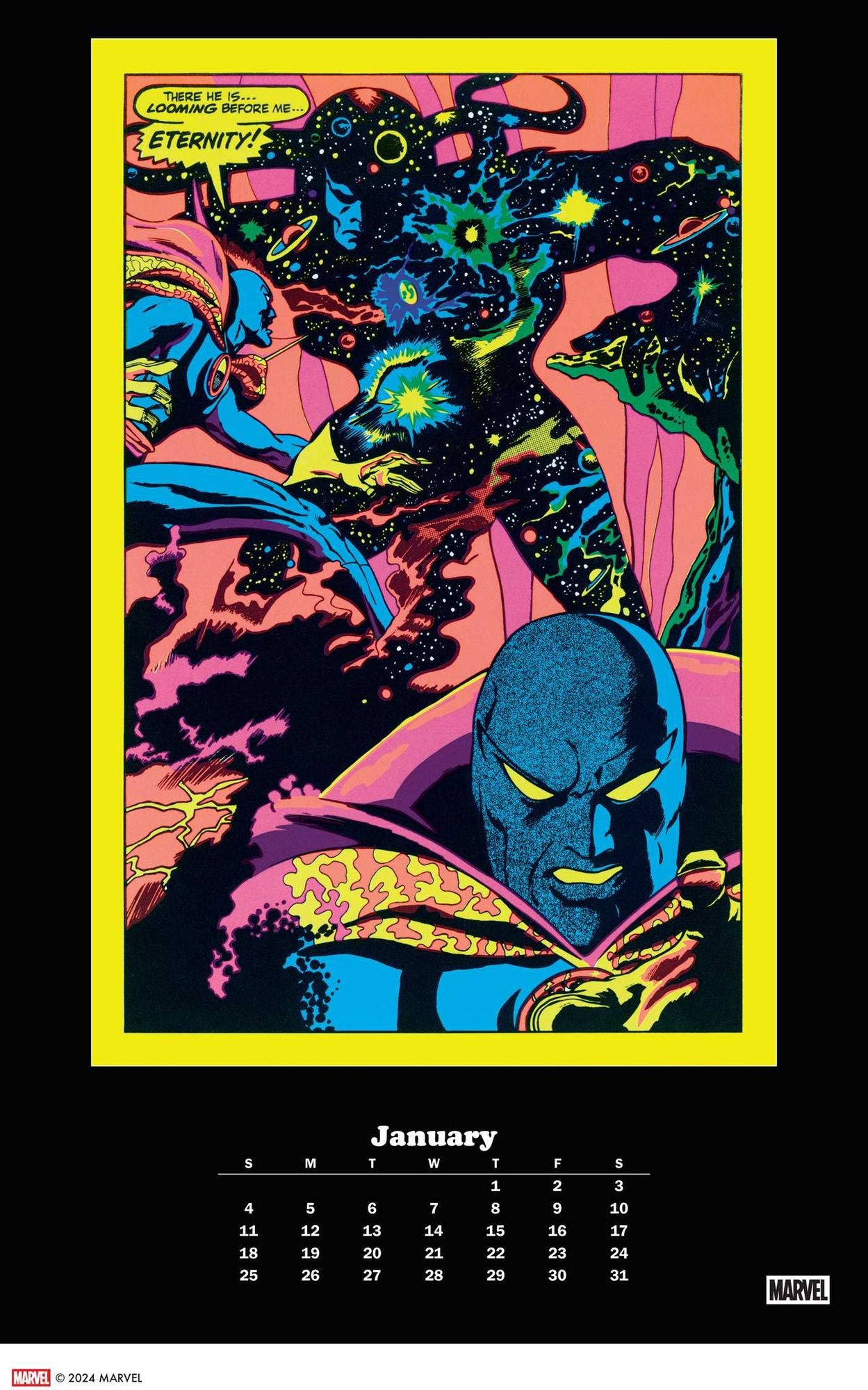 2026 Marvel Classic Black Light Poster Calendar with 12 Frameable Prints