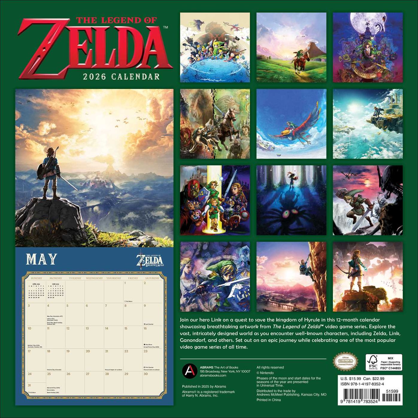2026 Legend of Zelda Wall Calendar