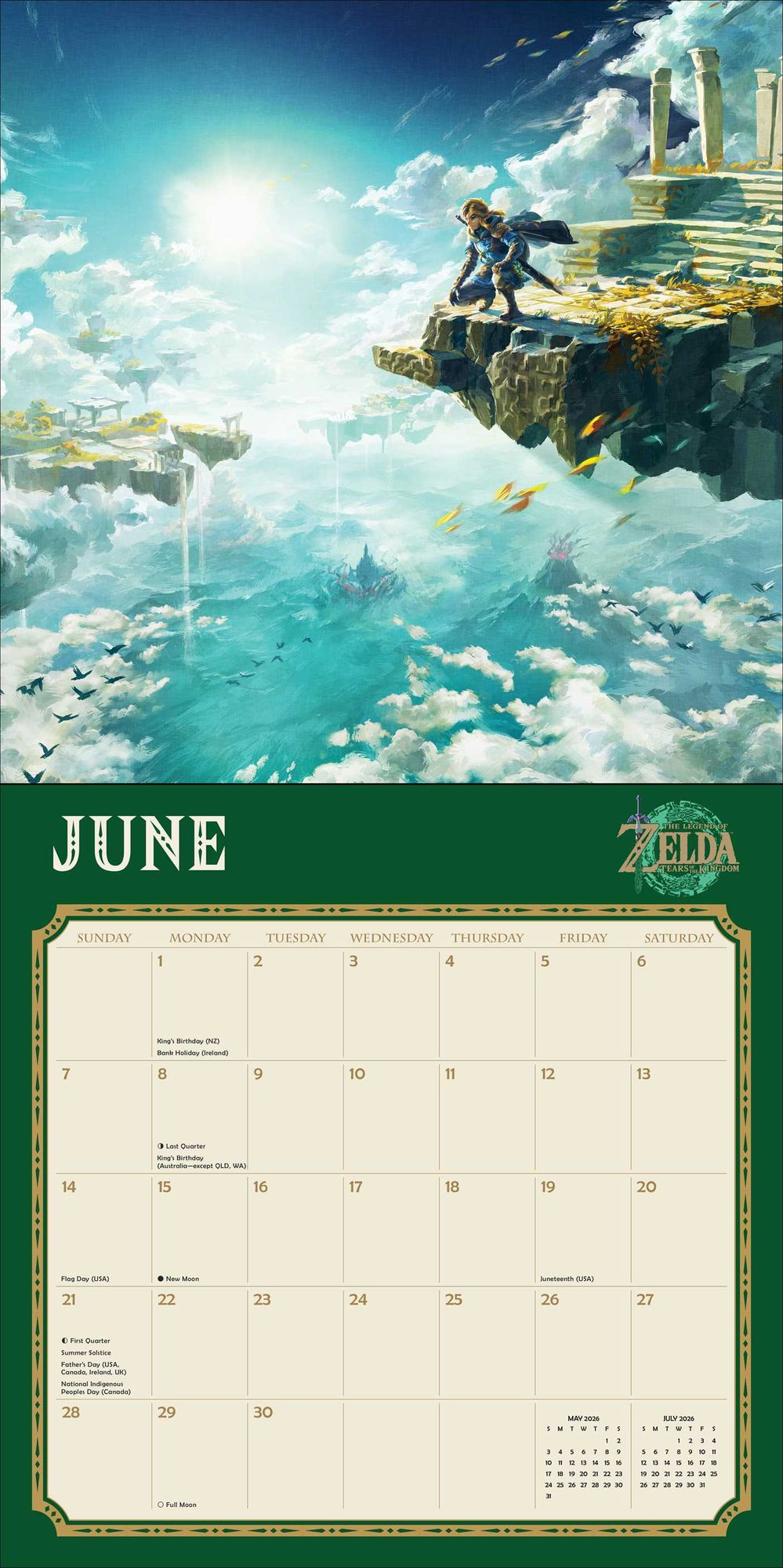 2026 Legend of Zelda Wall Calendar