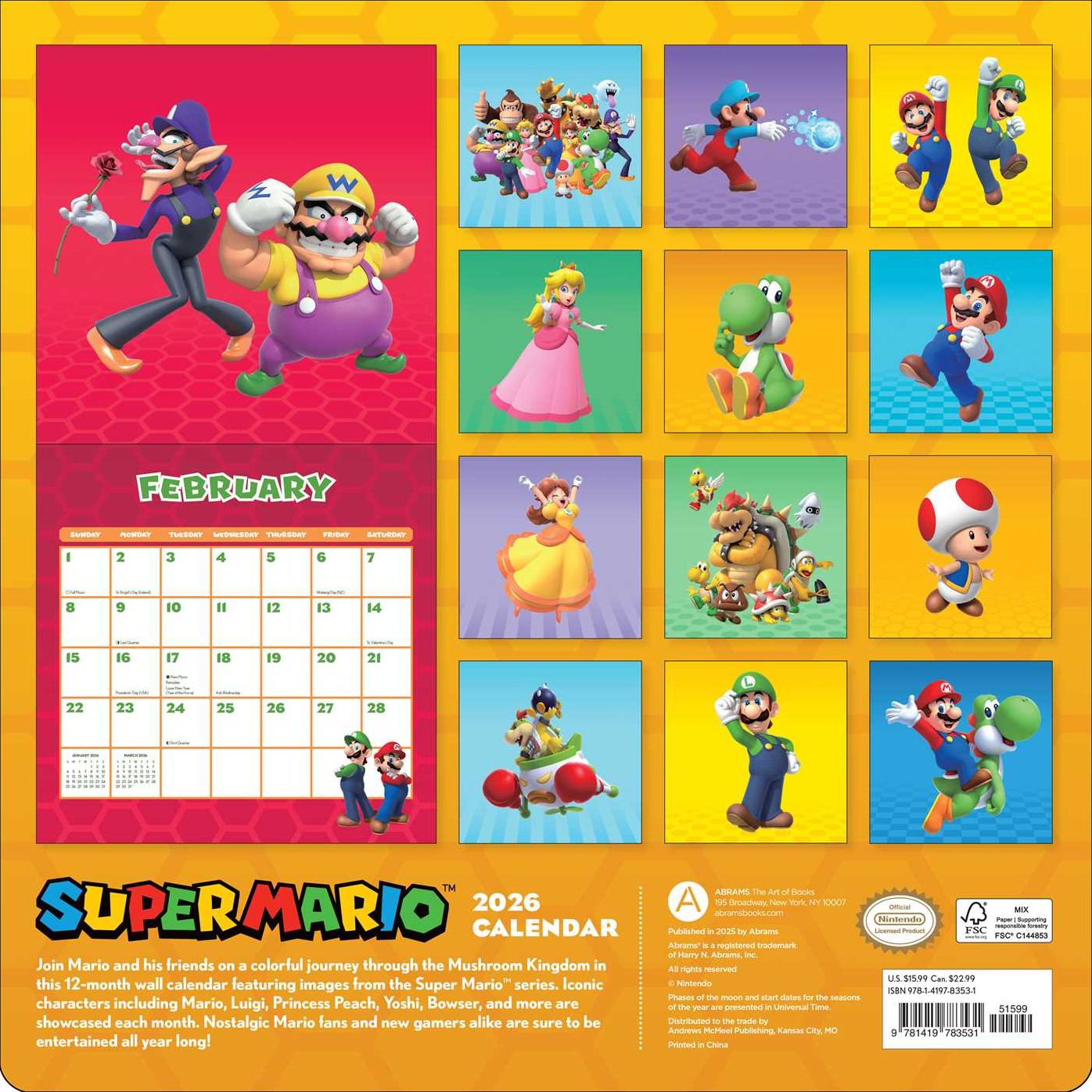 2026 Super Mario Wall Calendar