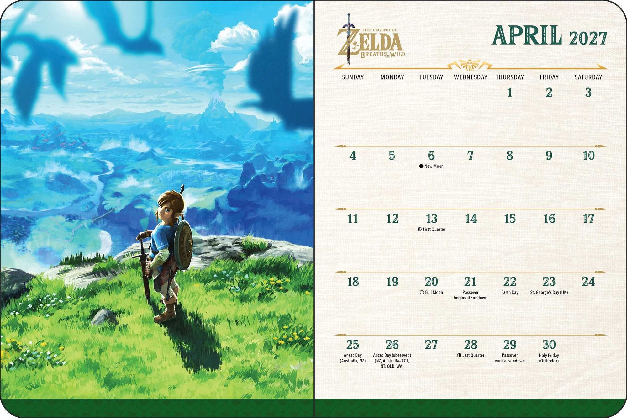 2026-2027 Legend of Zelda 16-Month Weekly/Monthlyy Planner