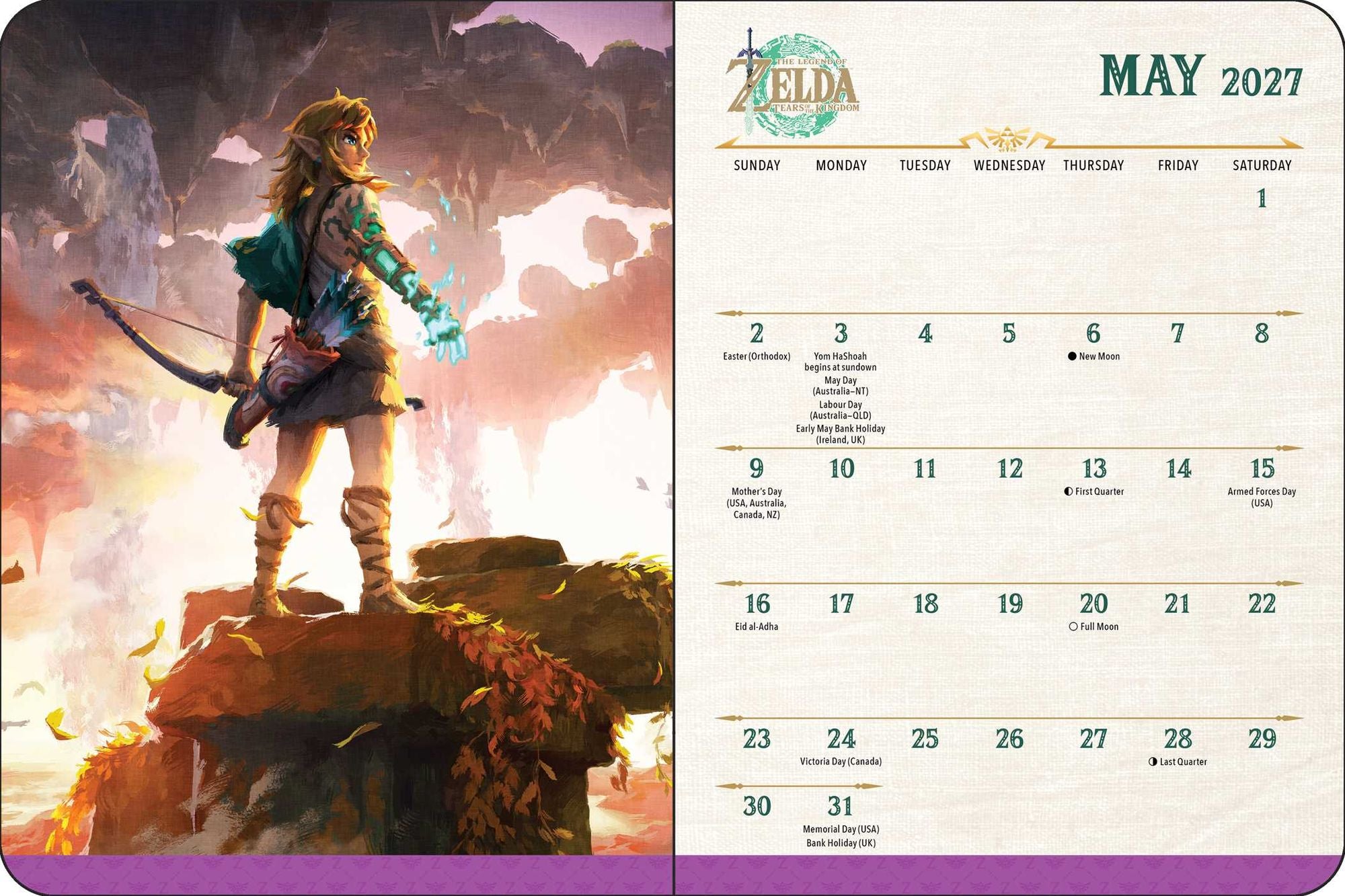 2026-2027 Legend of Zelda 16-Month Weekly/Monthlyy Planner