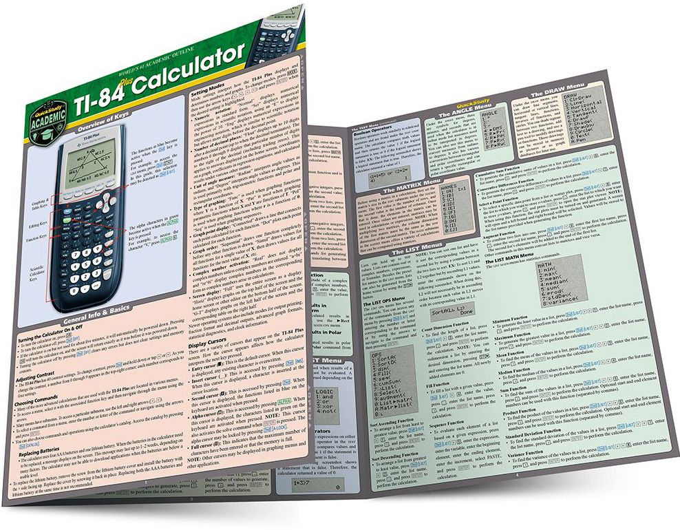 Ti 84 Plus Calculator: a QuickStudy Laminated Reference Guide
