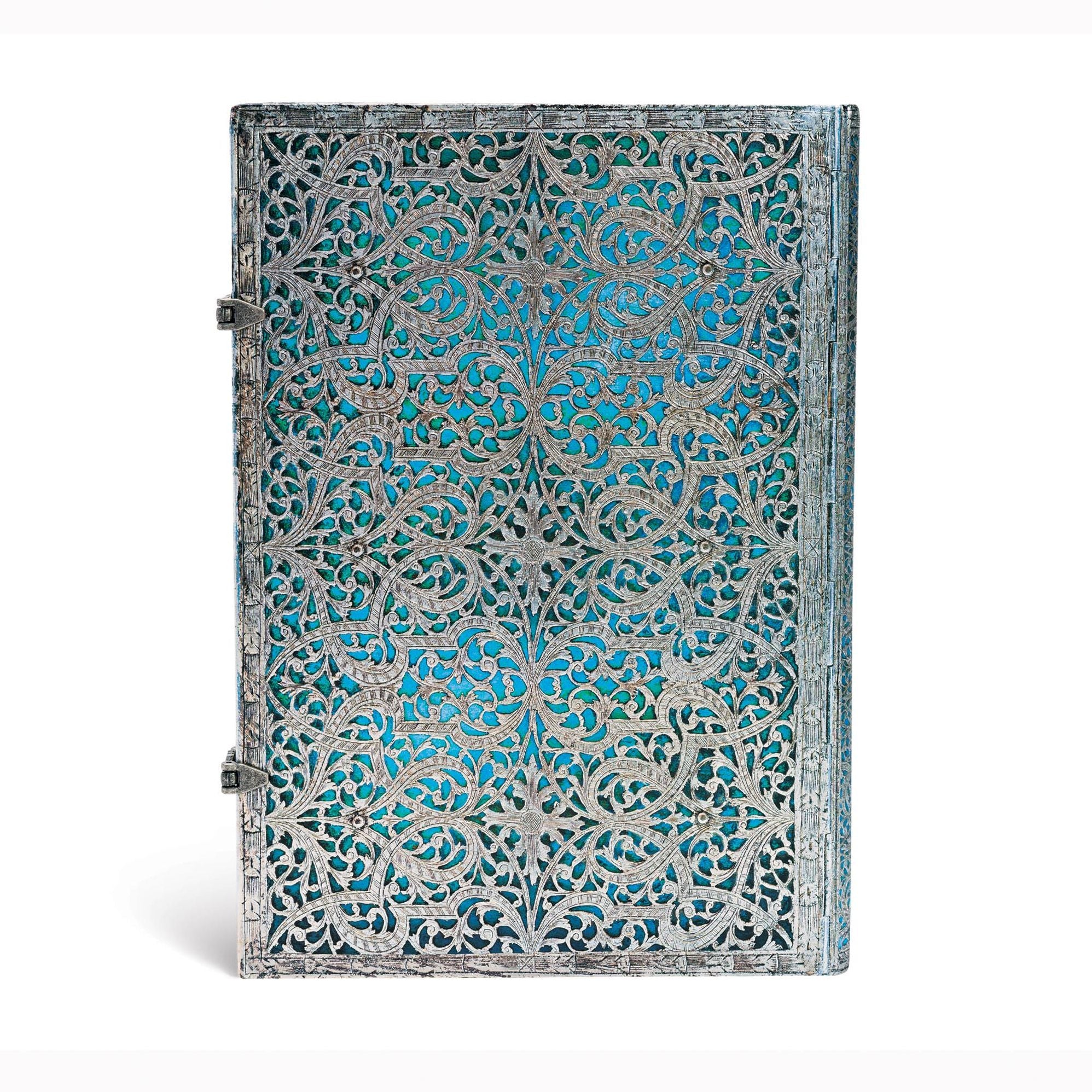 Maya Blue Grande Unlined Hardcover Journal, 240pg, 120gsm by Paperblanks (Silver Filigree Collection)