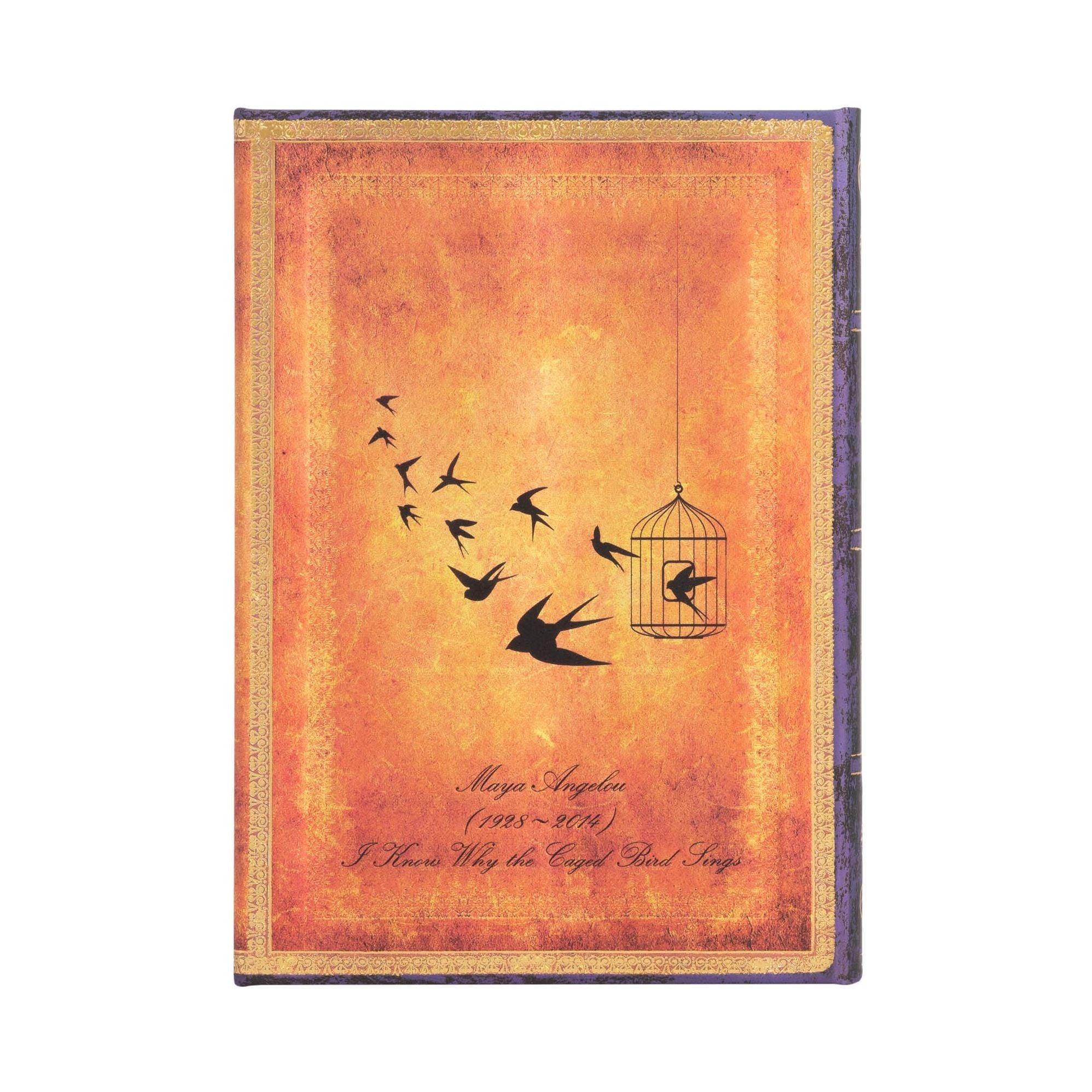 Paperblanks Angelou, I Know Why the Caged Bird Sings Embellished Manuscripts Collection Hardcover Midi Lined Wrap Closure 144 Pg 120GSM