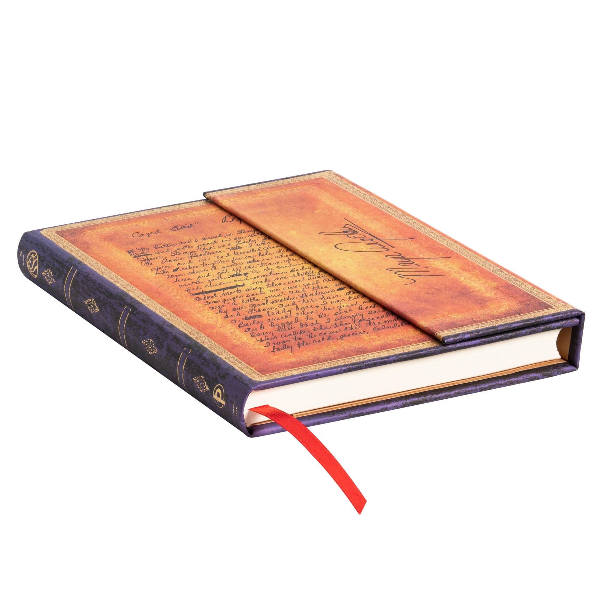 Paperblanks Angelou, I Know Why the Caged Bird Sings Embellished Manuscripts Collection Hardcover Midi Lined Wrap Closure 144 Pg 120GSM