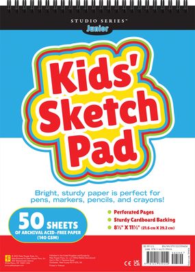 Studio Series Jr. Kids' Sketch Pad 8.5 X 11.5 Inches (50 Perforated Sheets of High Quality Paper. Acid-Free)