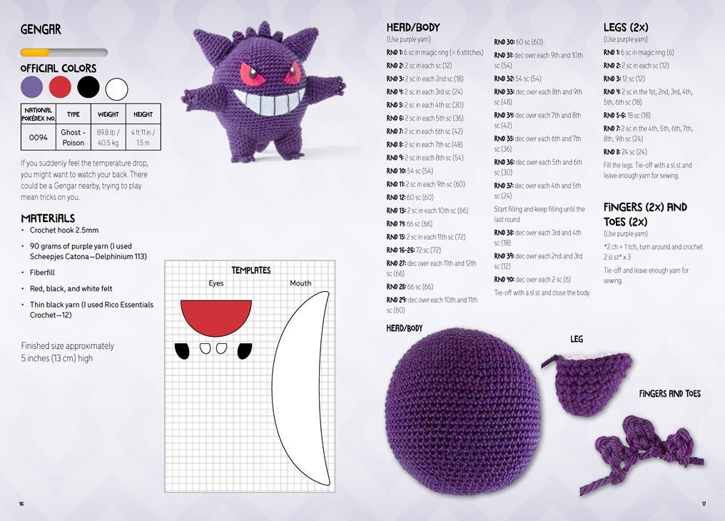 Pokémon Crochet Gengar Kit: Includes materials to make Gengar and instructions for 5 other Pokémon