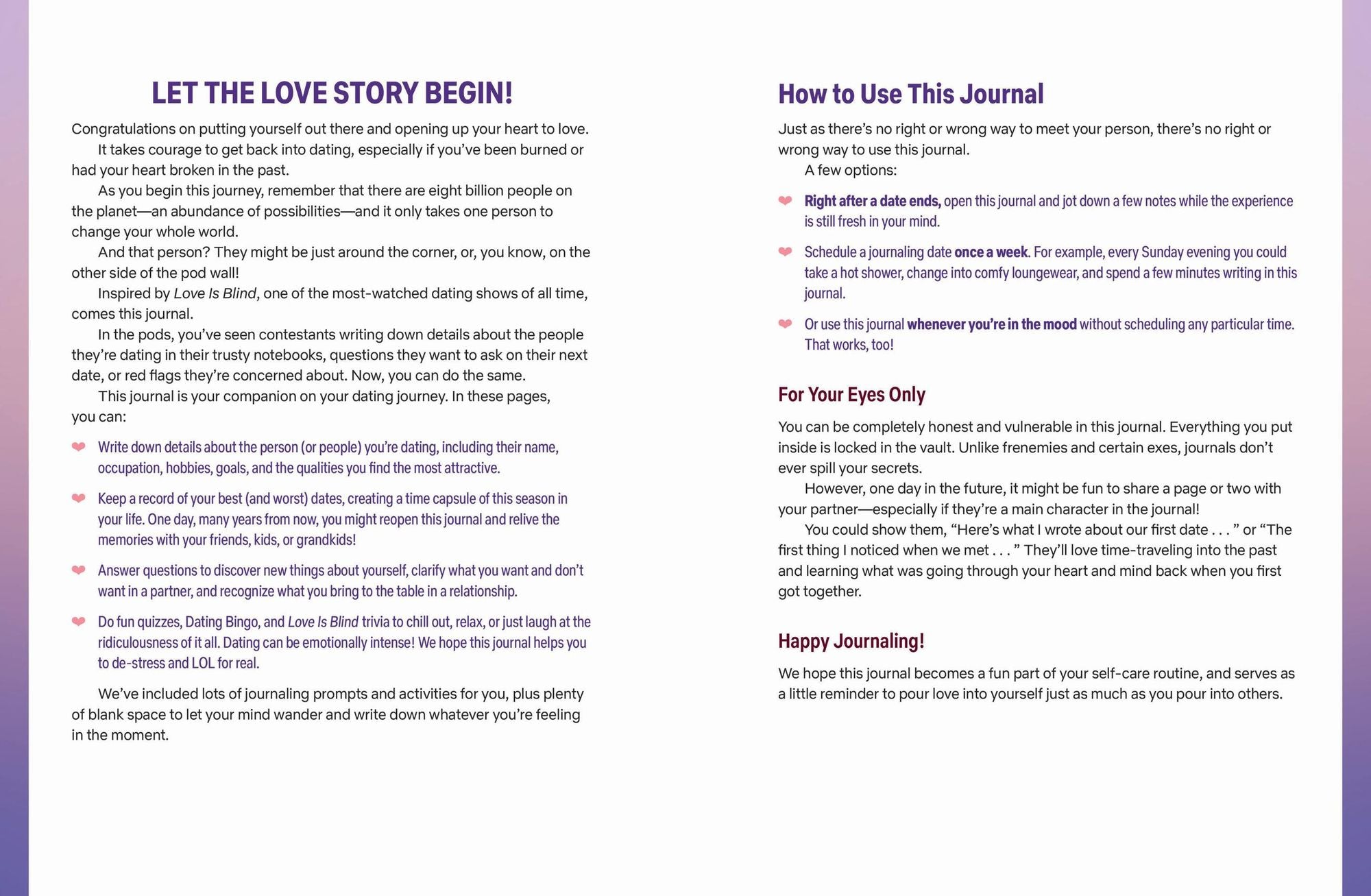 Love Is Blind: Dating Journal: Your Journey to Love