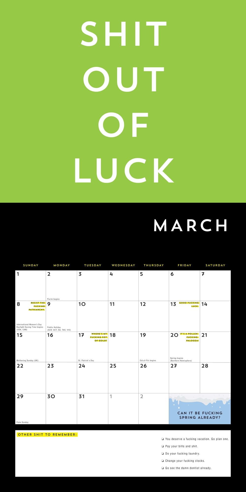 2026 F*cking Wall Calendar