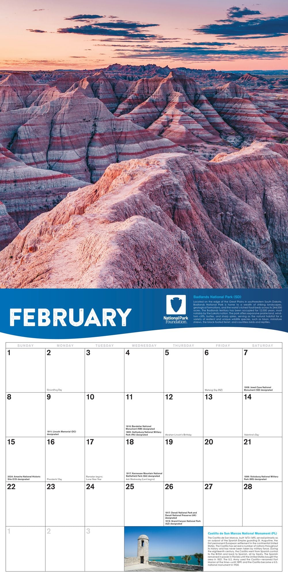 2026 National Park Foundation Wall Calendar