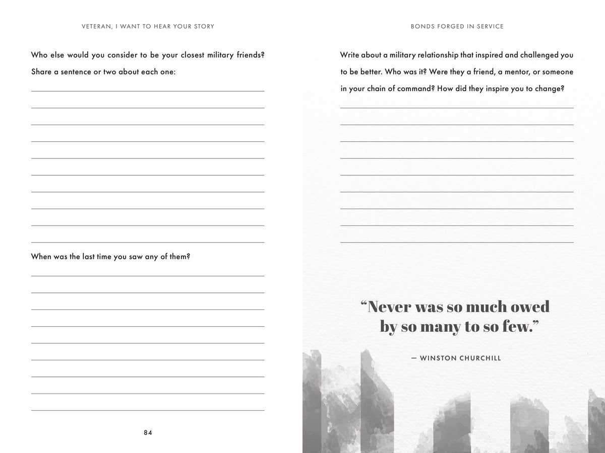 Veteran, I Want to Hear Your Story: A Veteran's Guided Journal to Document Their Military Service