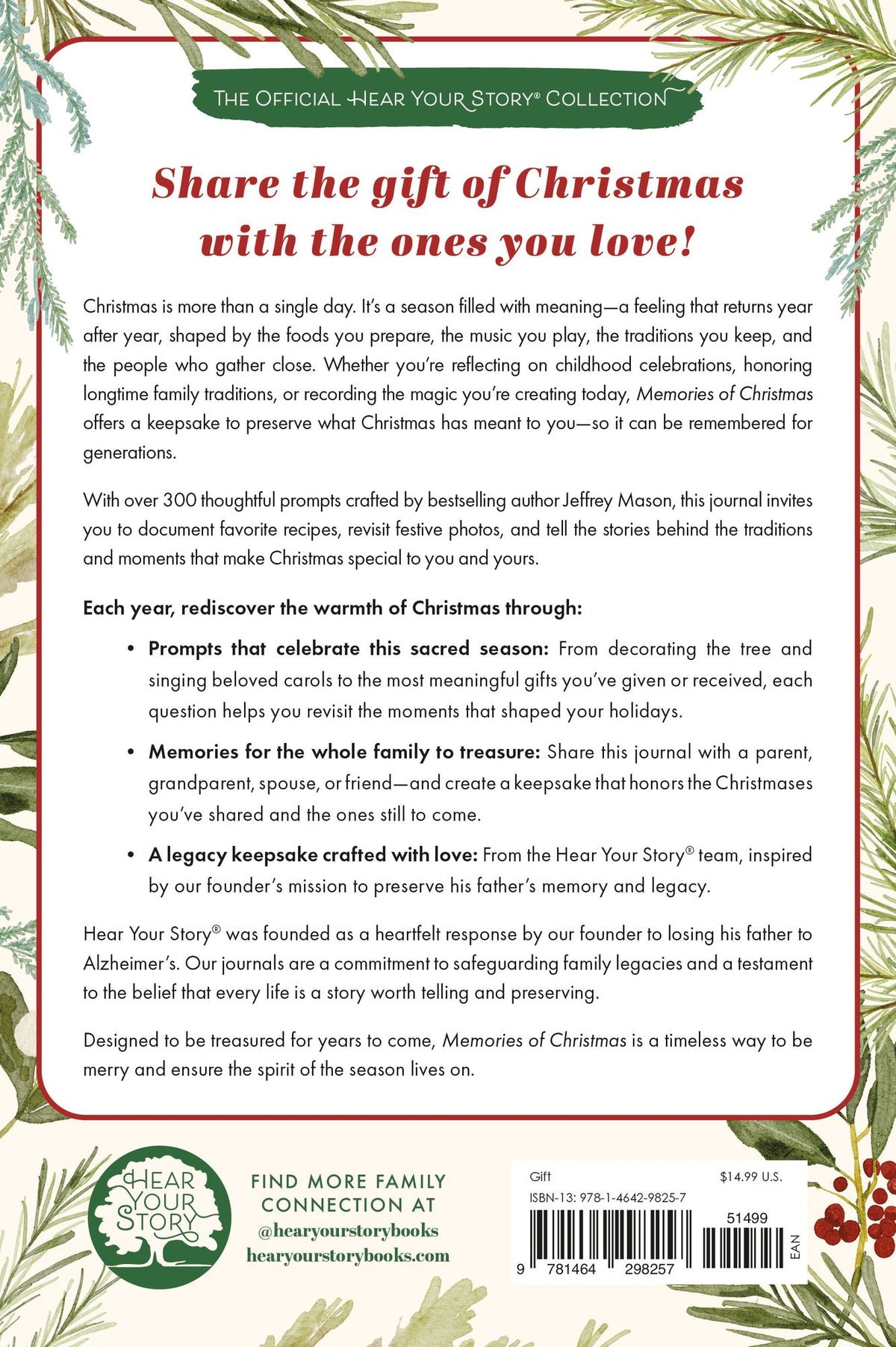 Memories of Christmas: A Hear Your Story(R) Guided Journal to Cherish Christmases Throughout the Years