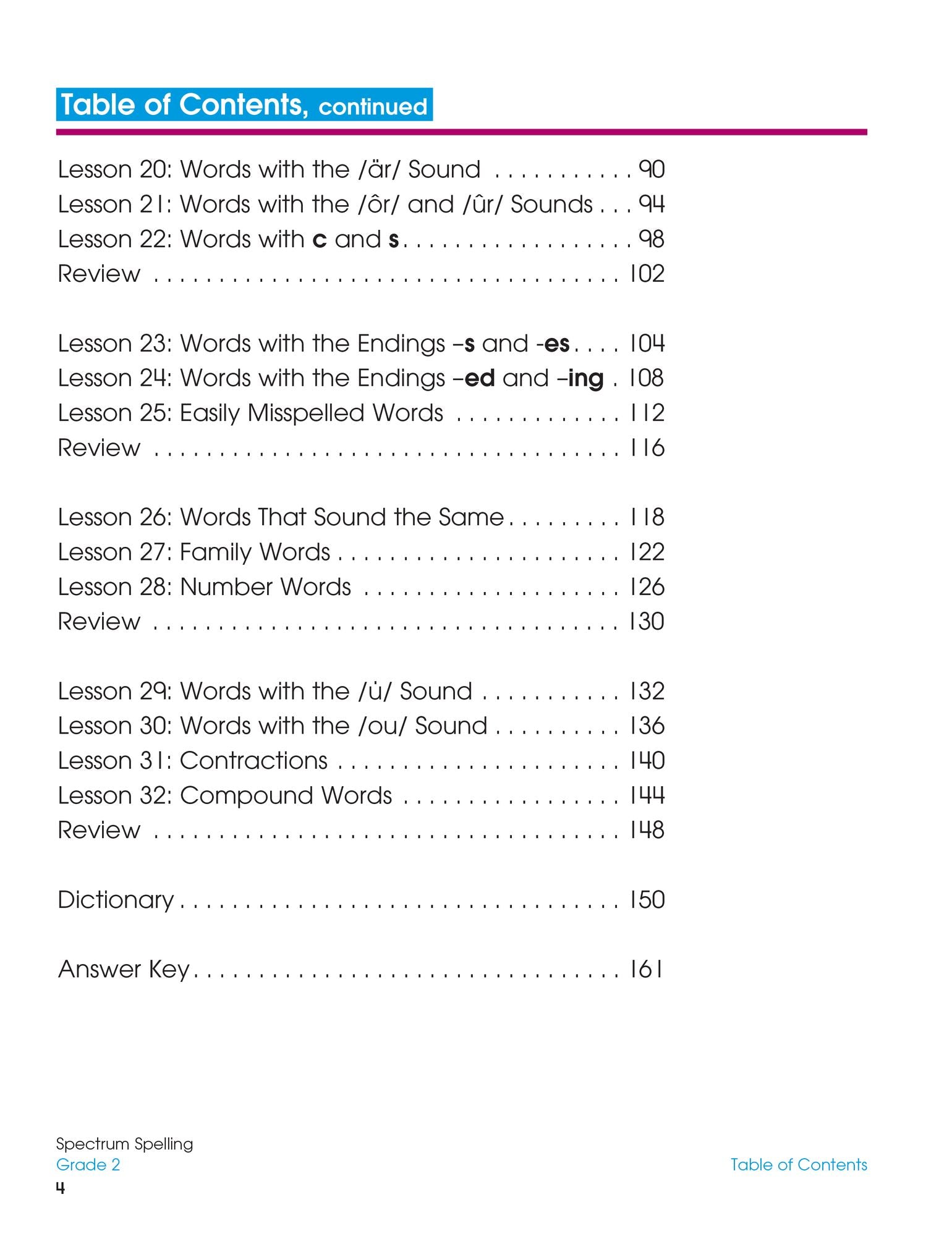 Spectrum Spelling, Grade 2