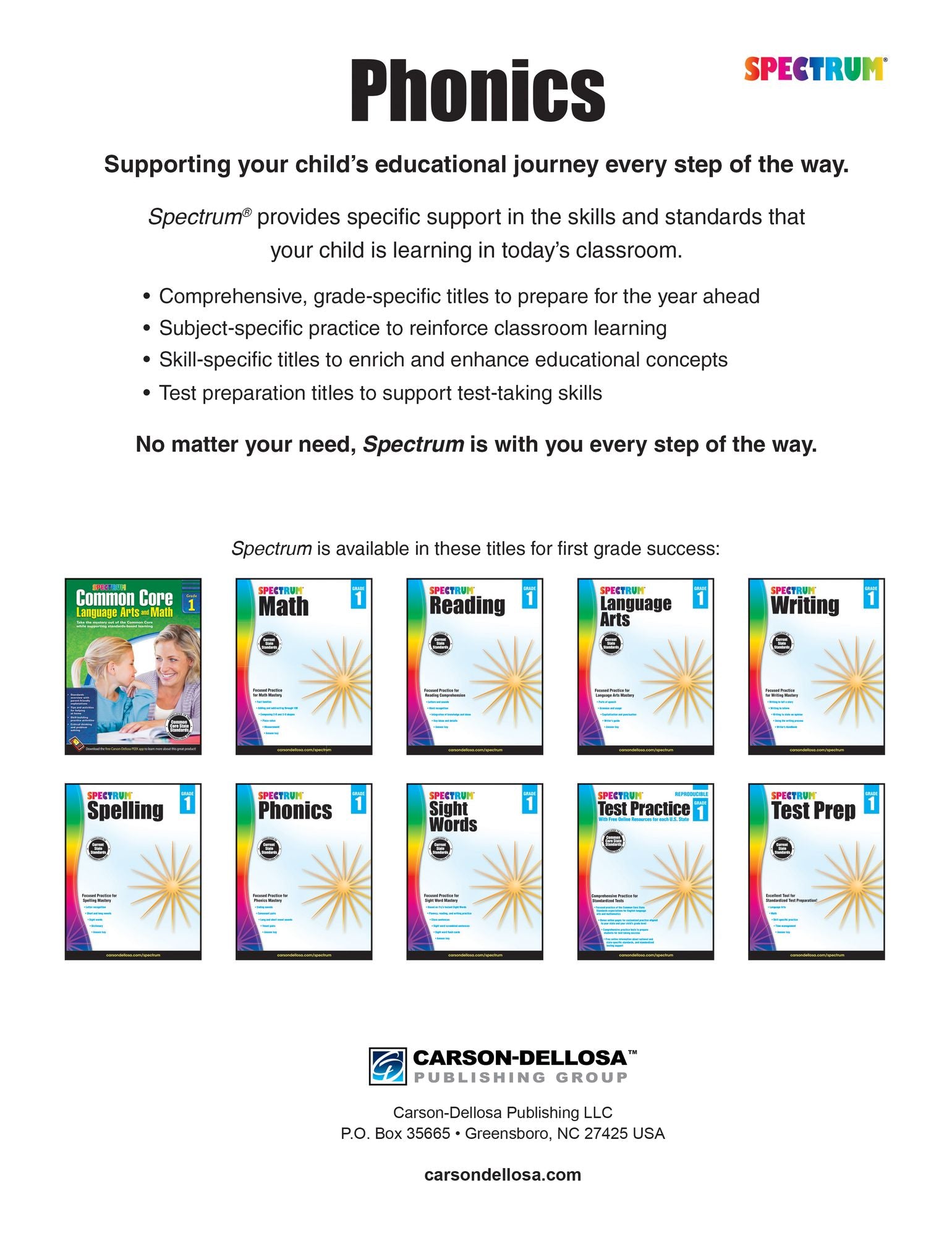 Spectrum Phonics, Grade 1