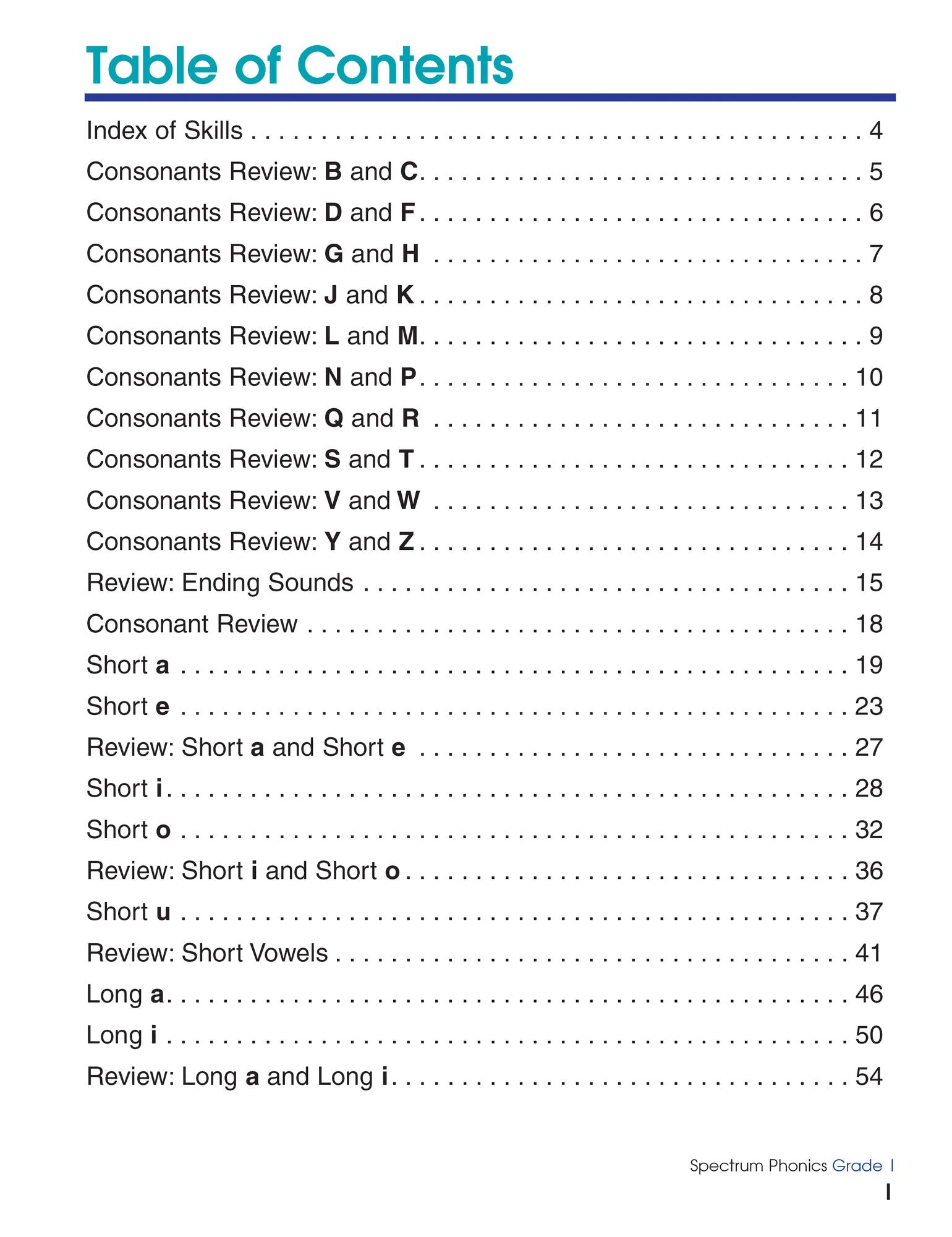 Spectrum Phonics, Grade 1
