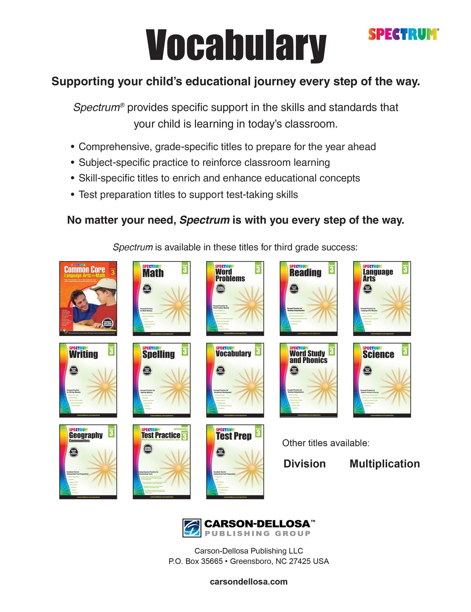 Spectrum Vocabulary, Grade 3