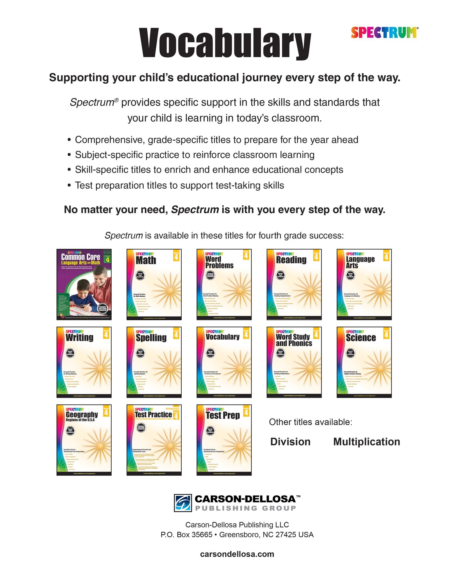 Spectrum Vocabulary, Grade 4