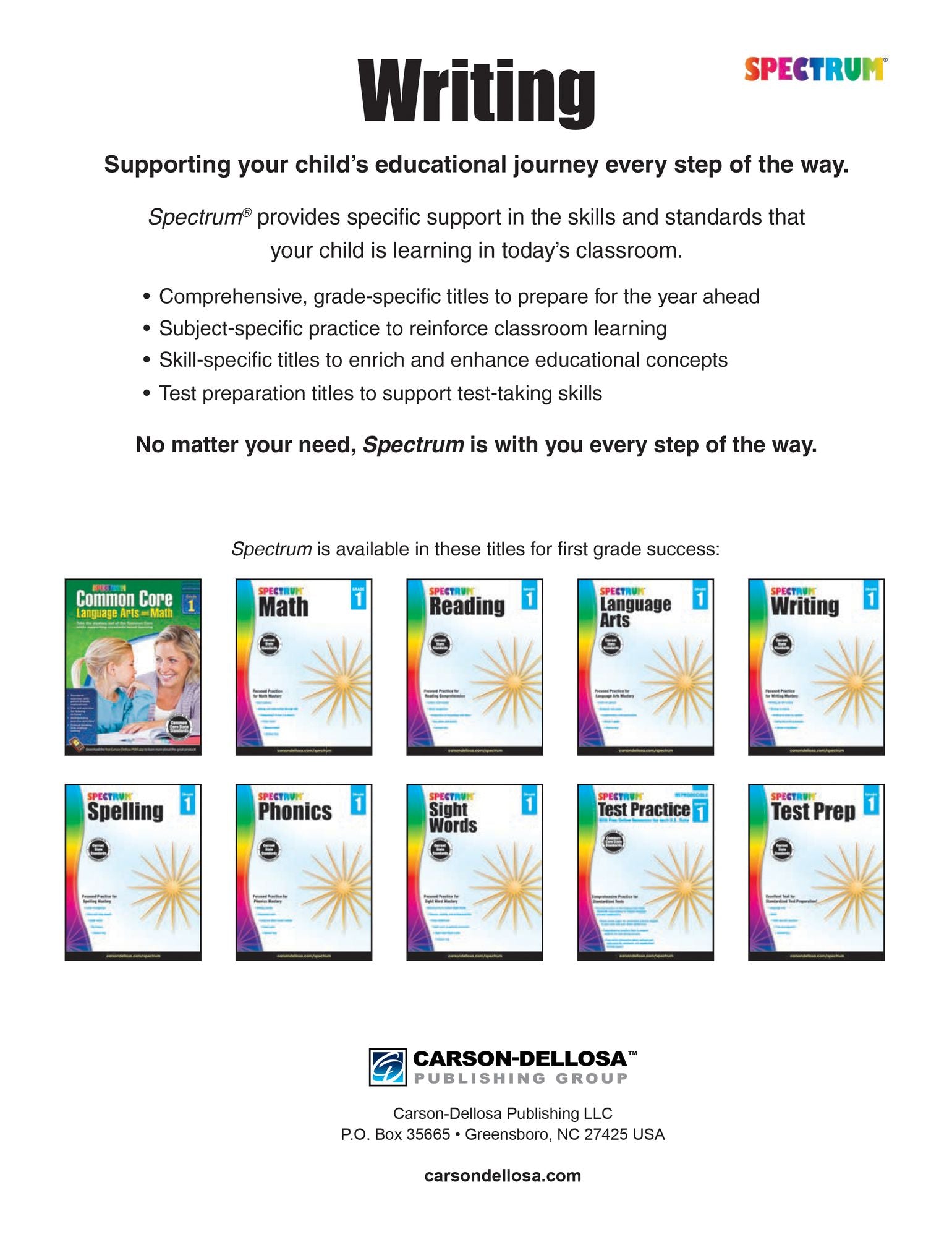 Spectrum Writing, Grade 1