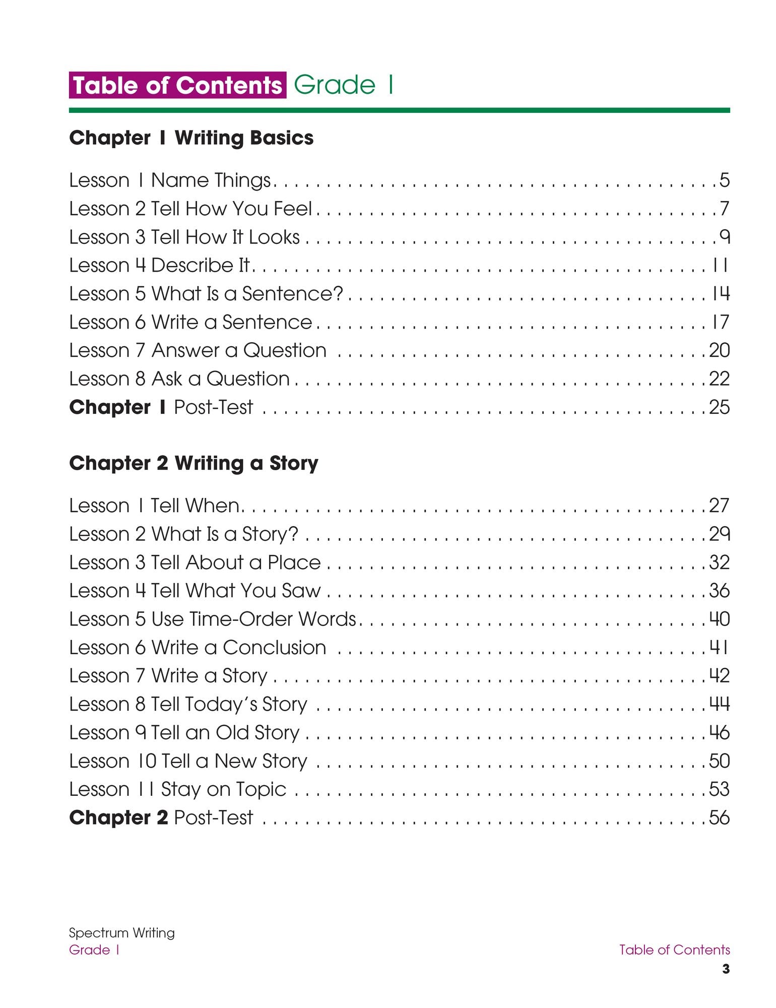 Spectrum Writing, Grade 1