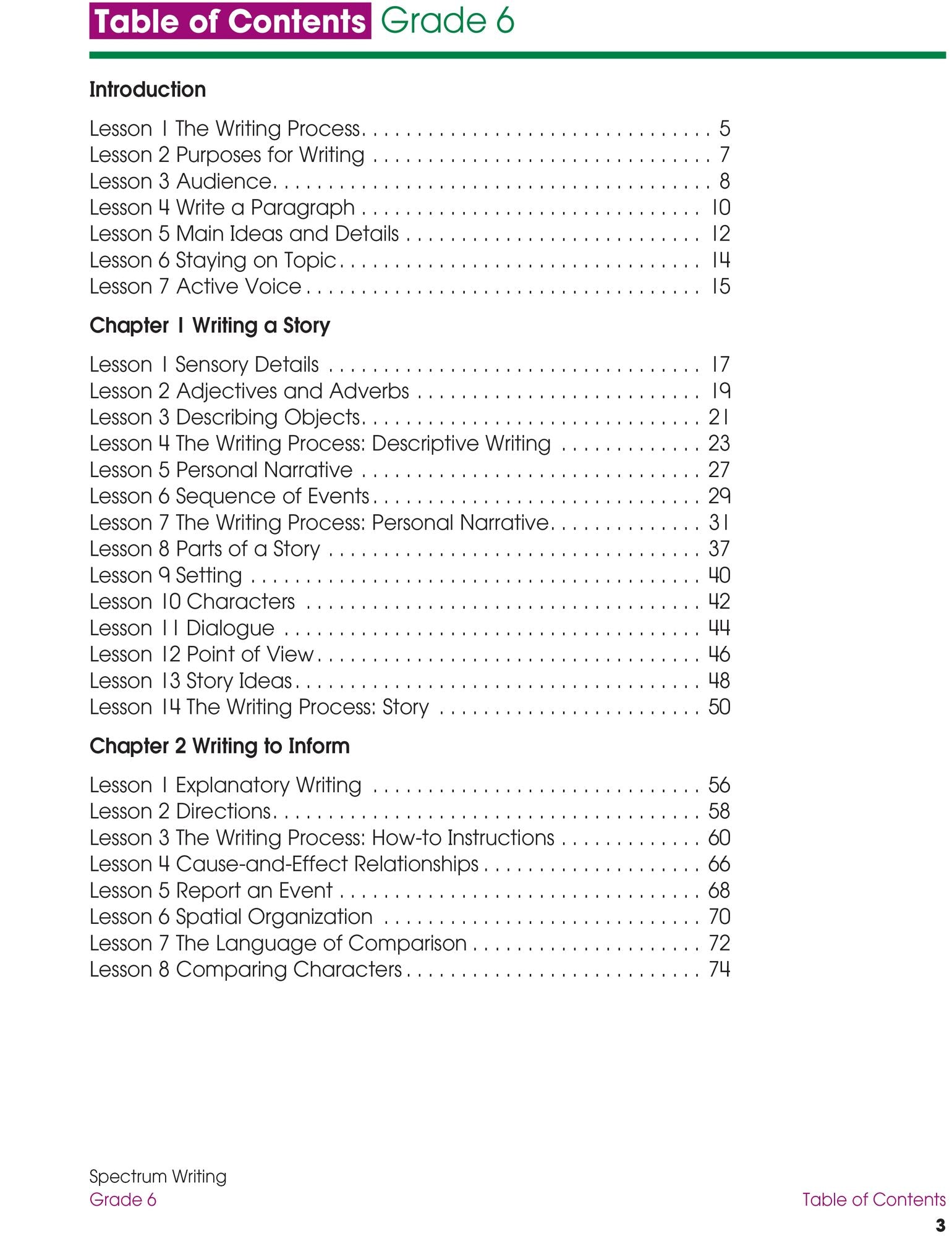 Spectrum Writing, Grade 6