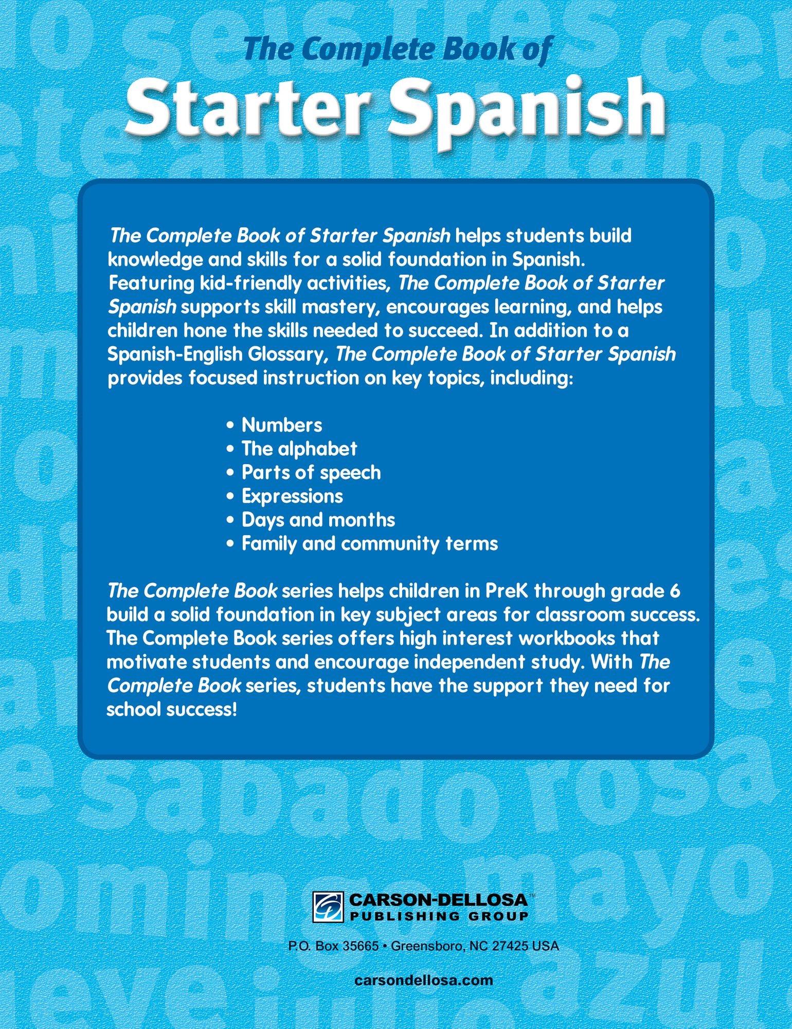 The Complete Book of Starter Spanish, Grades Preschool - 1