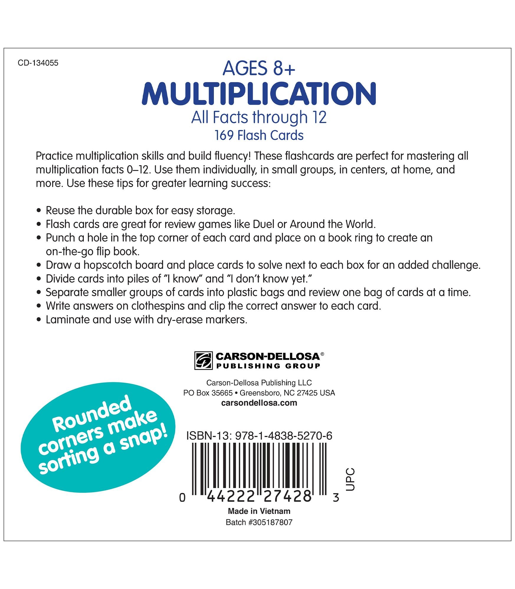 Multiplication All Facts through 12 Flash Cards