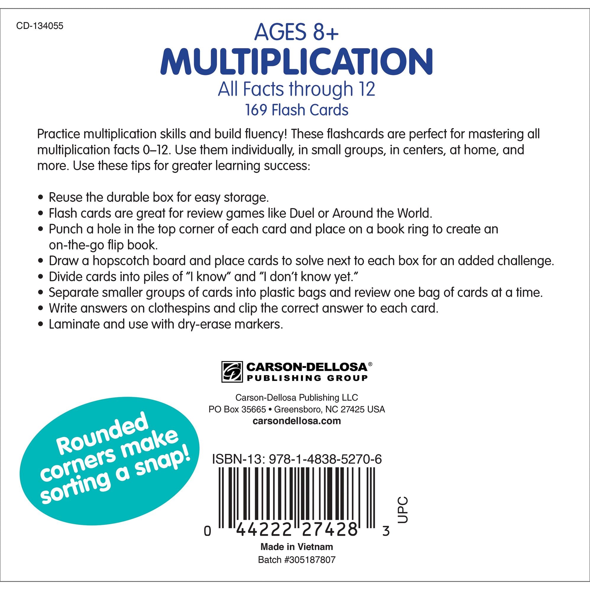 Multiplication All Facts through 12 Flash Cards