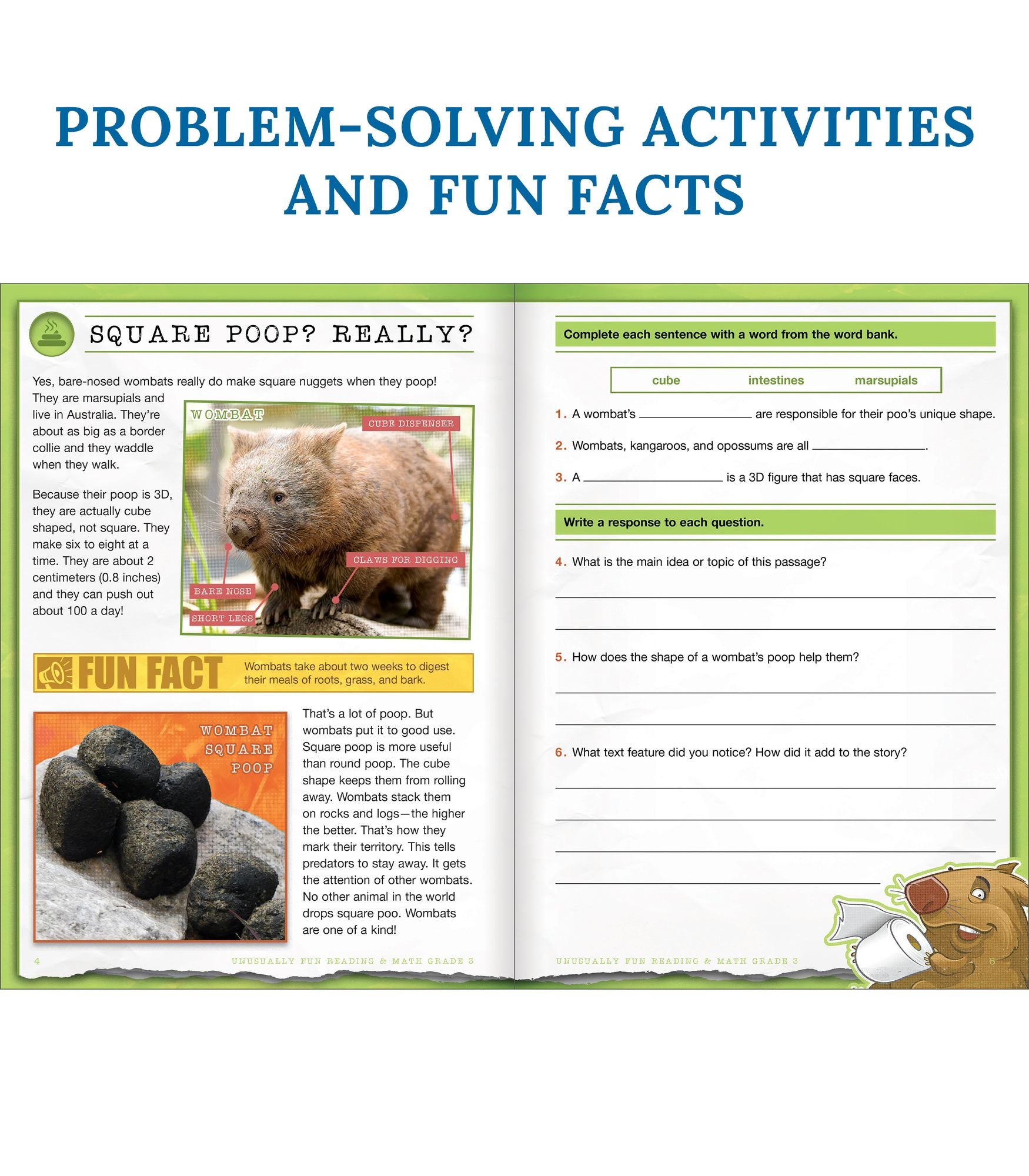 Unusually Fun Reading & Math Workbook, Grade 3: Seriously Fun Topics to Teach Seriously Important Skills