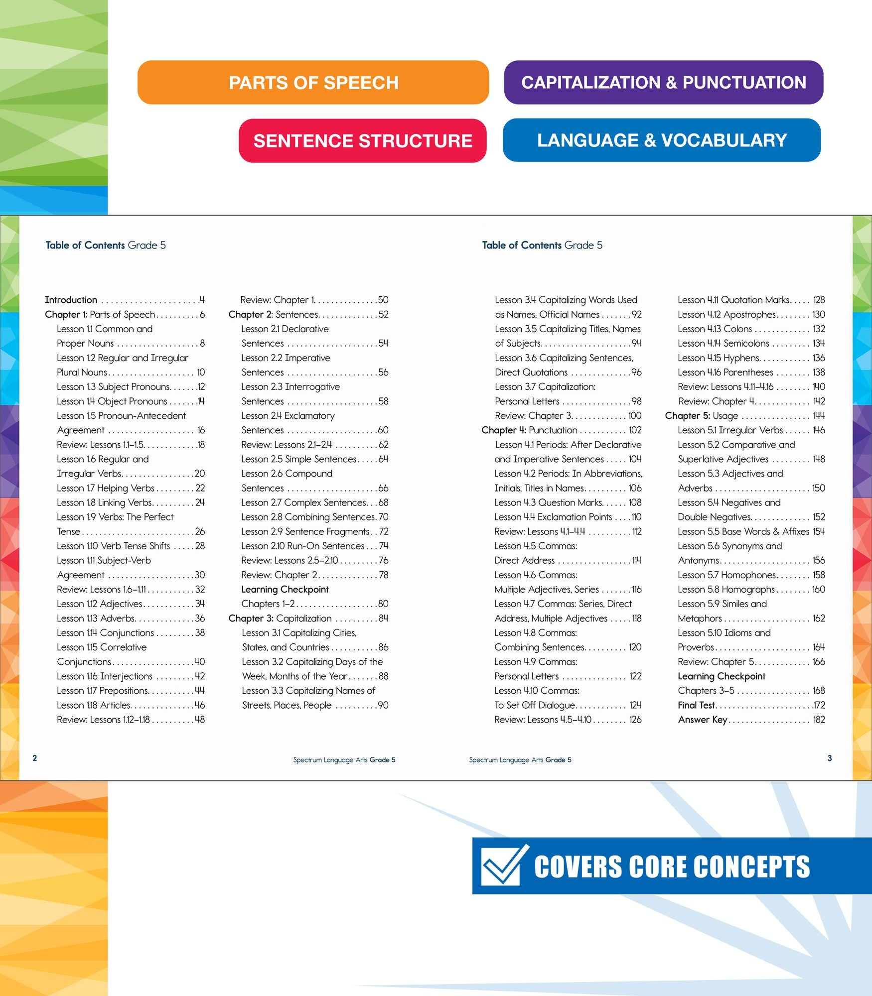 Spectrum Language Arts Workbook, Grade 5