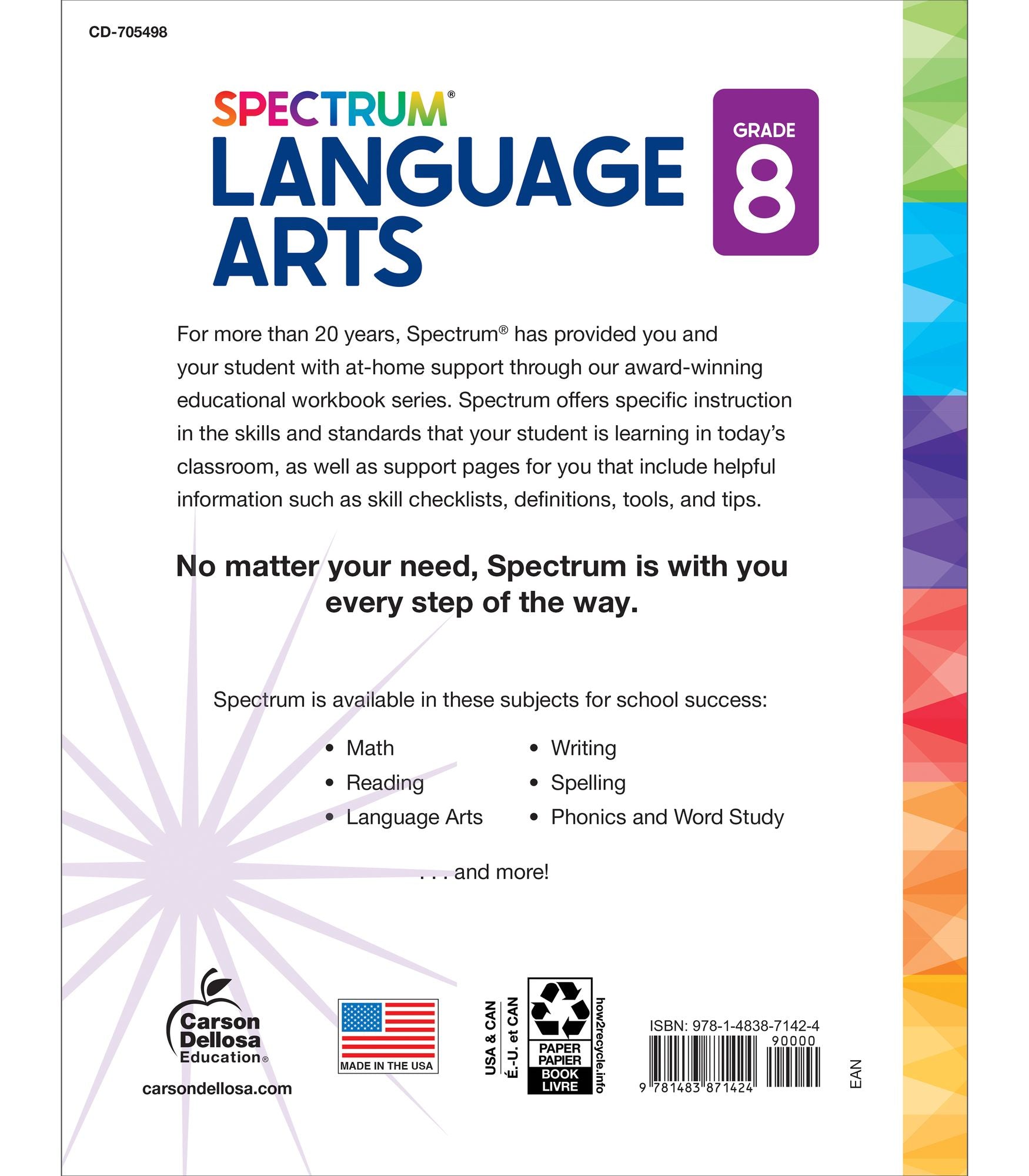 Spectrum Language Arts Workbook, Grade 8