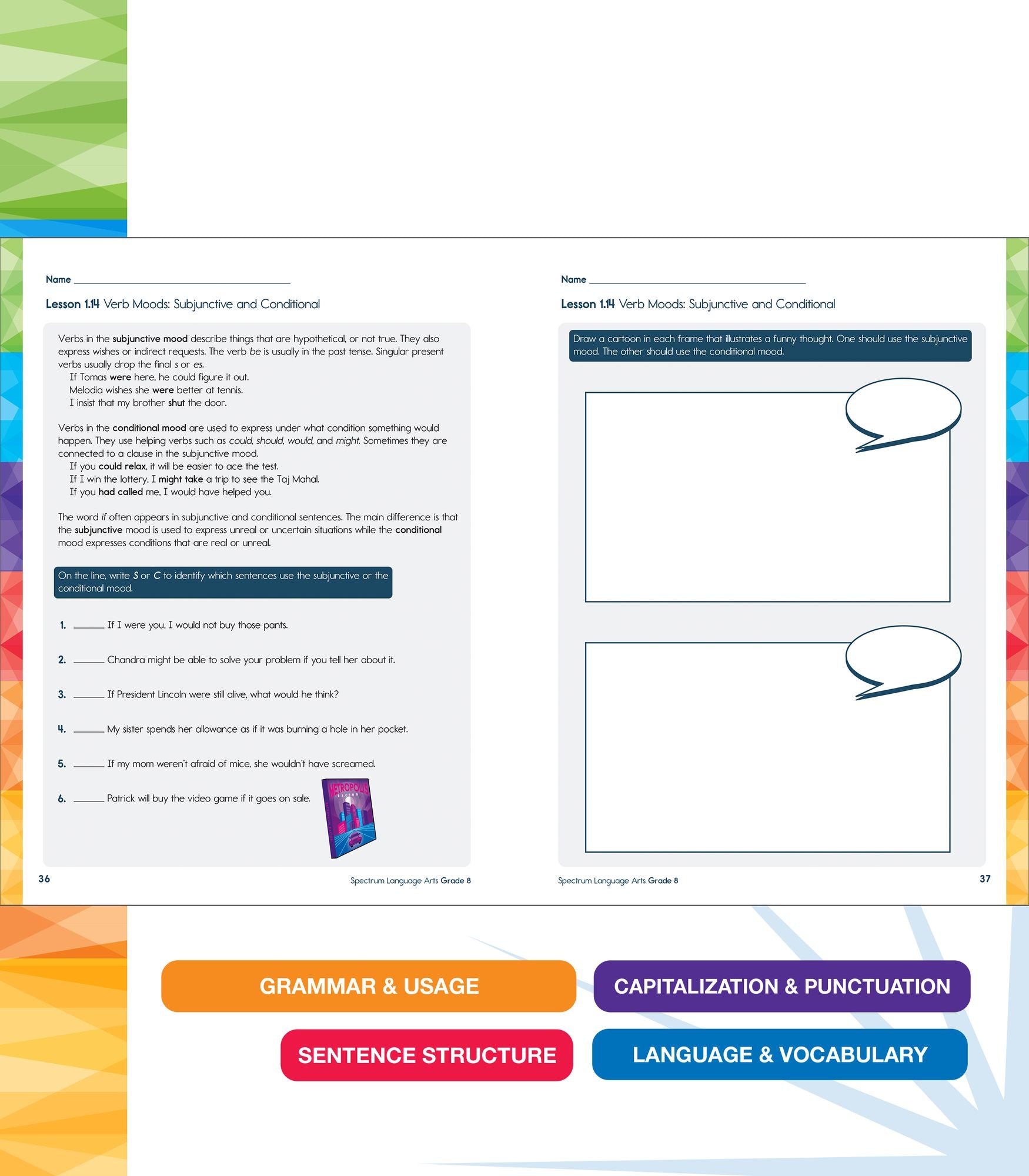 Spectrum Language Arts Workbook, Grade 8