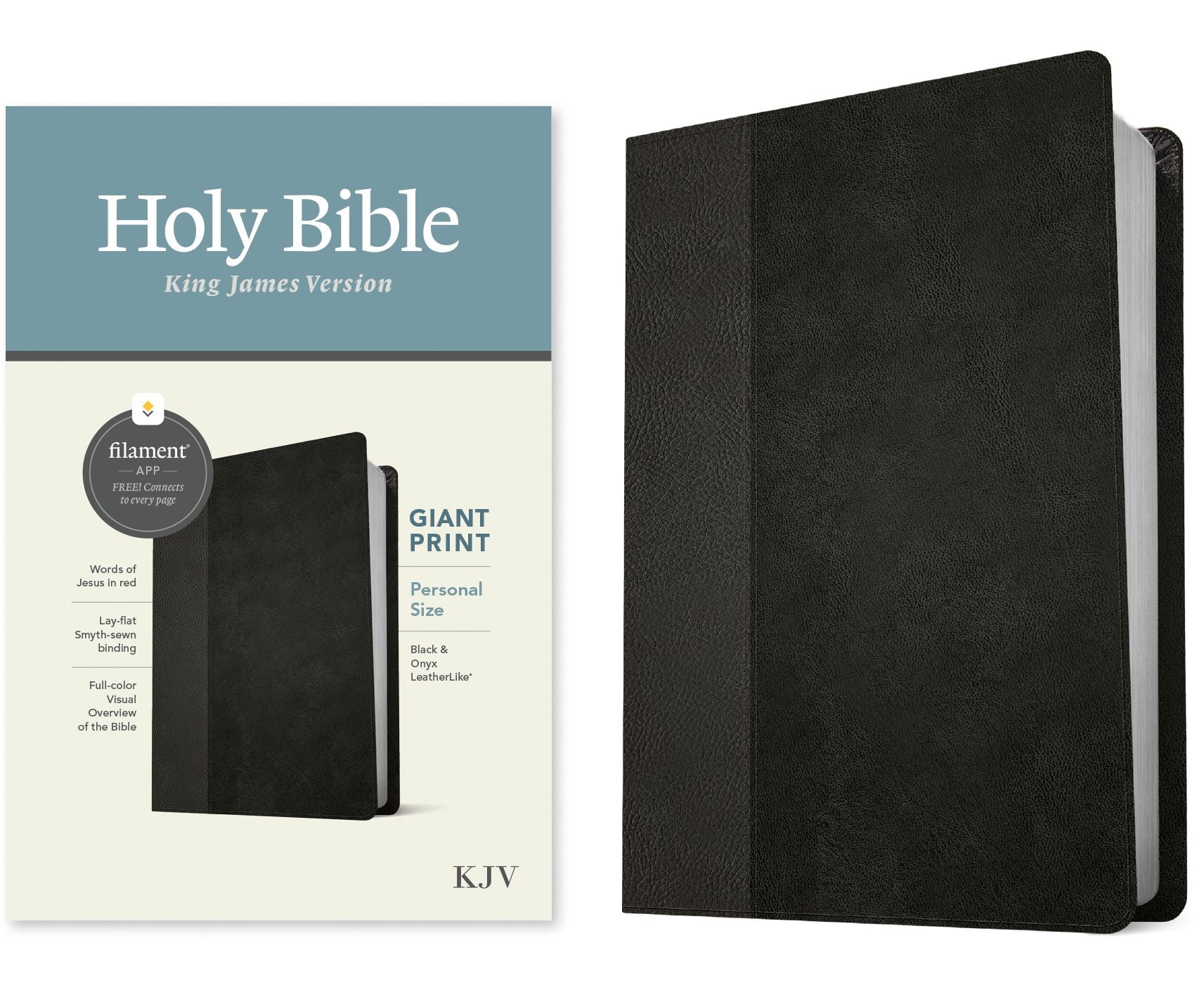 KJV Personal Size Giant Print Bible, Filament Enabled (LeatherLike, Black/Onyx, Red Letter)