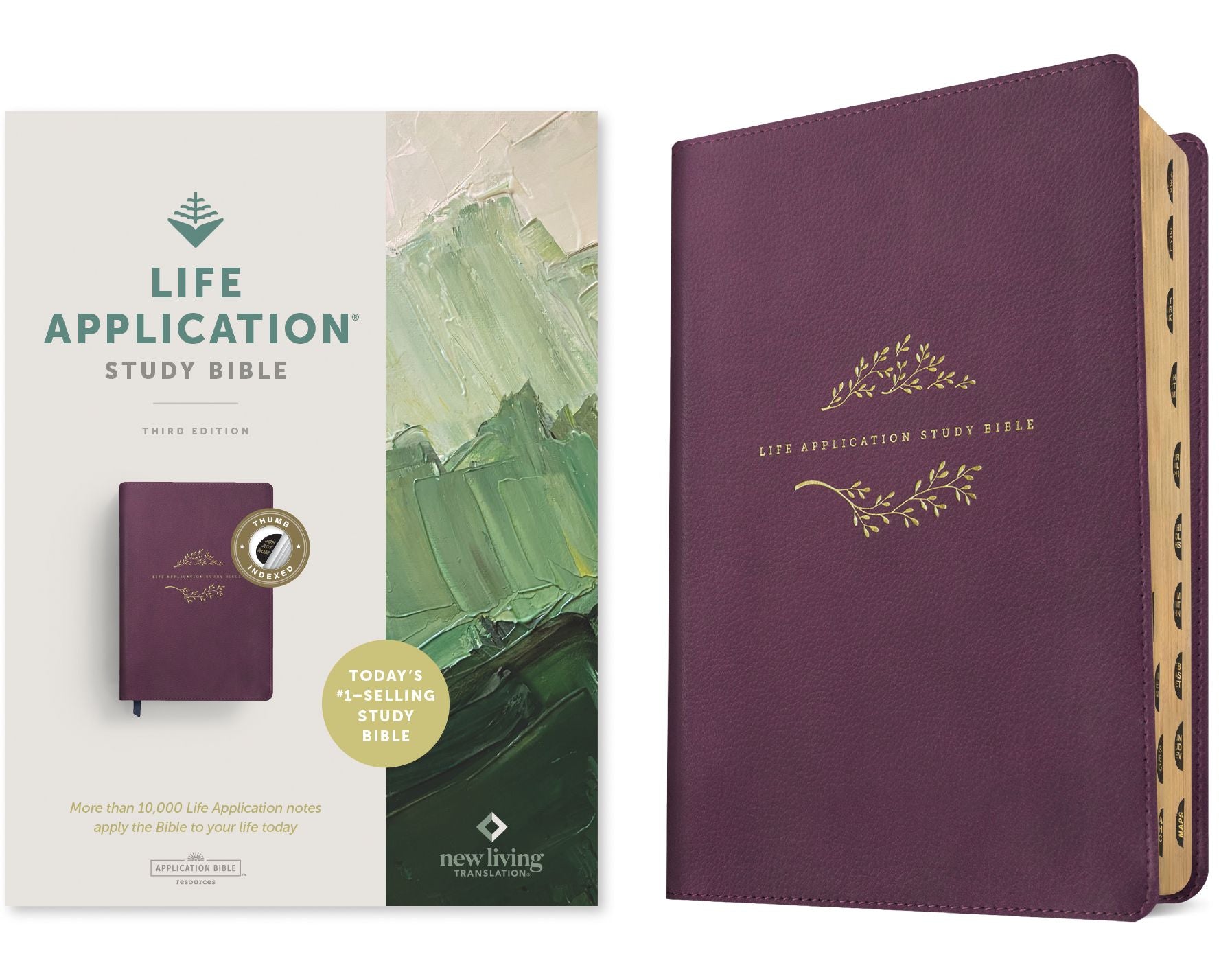 NLT Life Application Study Bible, Third Edition (LeatherLike, Purple, Indexed, Red Letter)