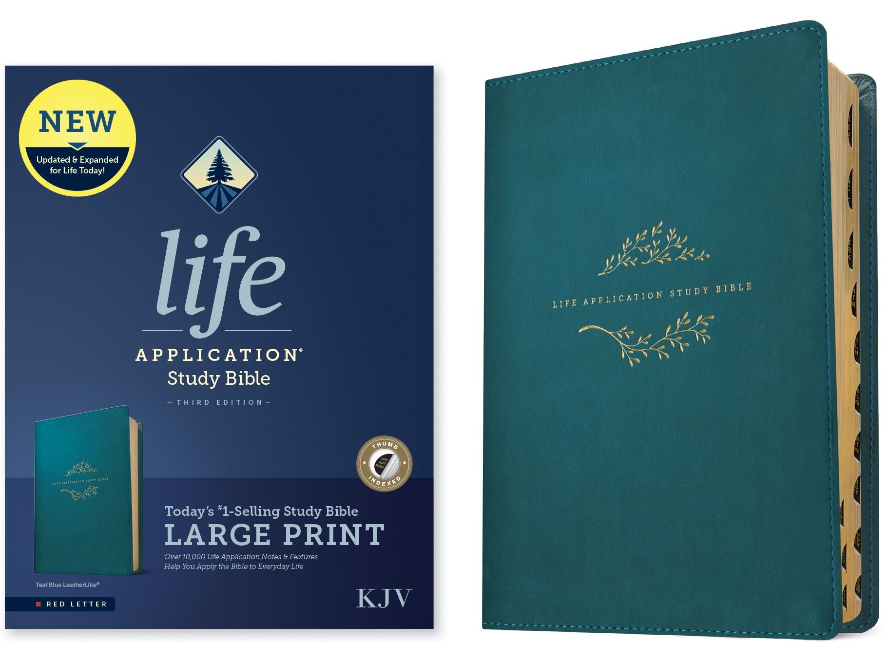 KJV Life Application Study Bible, Third Edition, Large Print (LeatherLike, Teal Blue, Indexed, Red Letter)