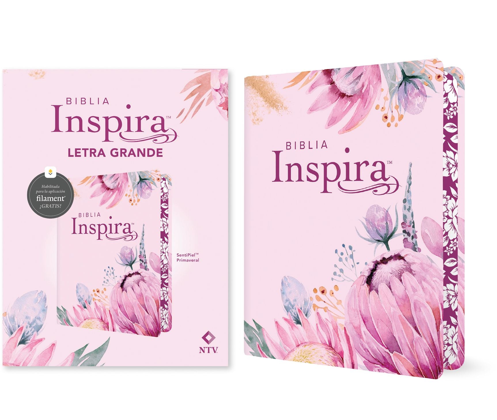 Biblia Inspira NTV, letra grande con Filament (SentiPiel, Primaveral)