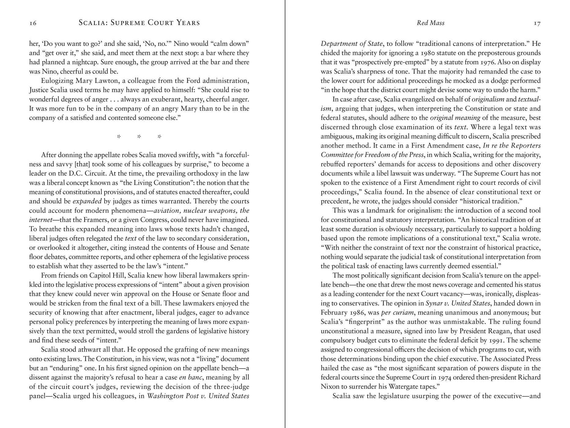 Scalia: Supreme Court Years, 1986 to 2001