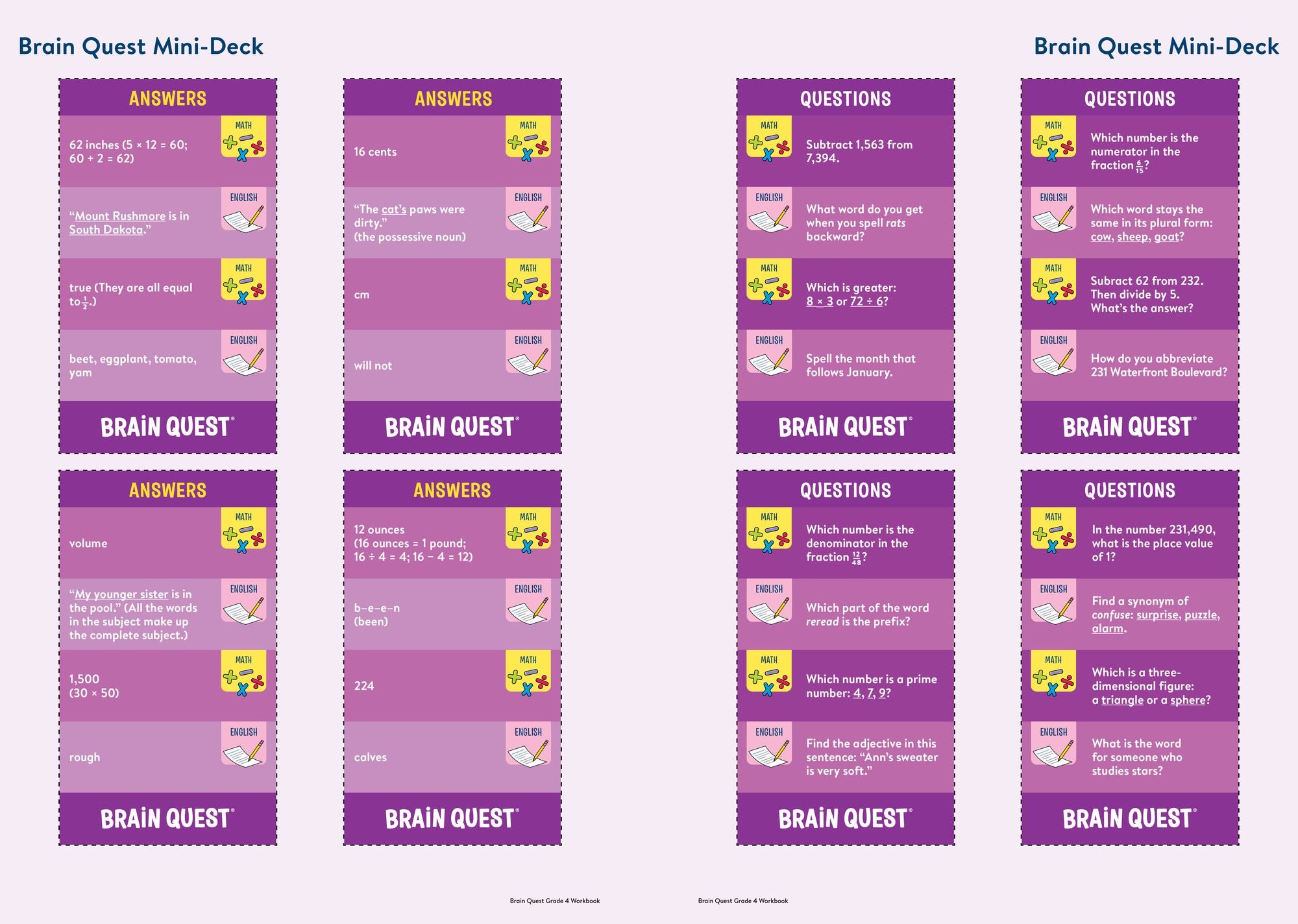 Brain Quest Workbook: 4th Grade Revised Edition
