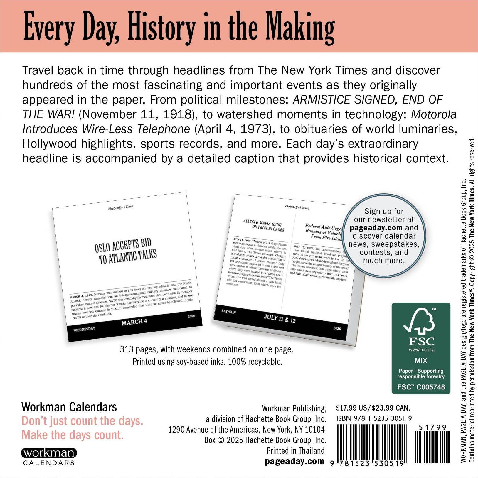 2026 New York Times Headlines in History Page-A-Day Calendar