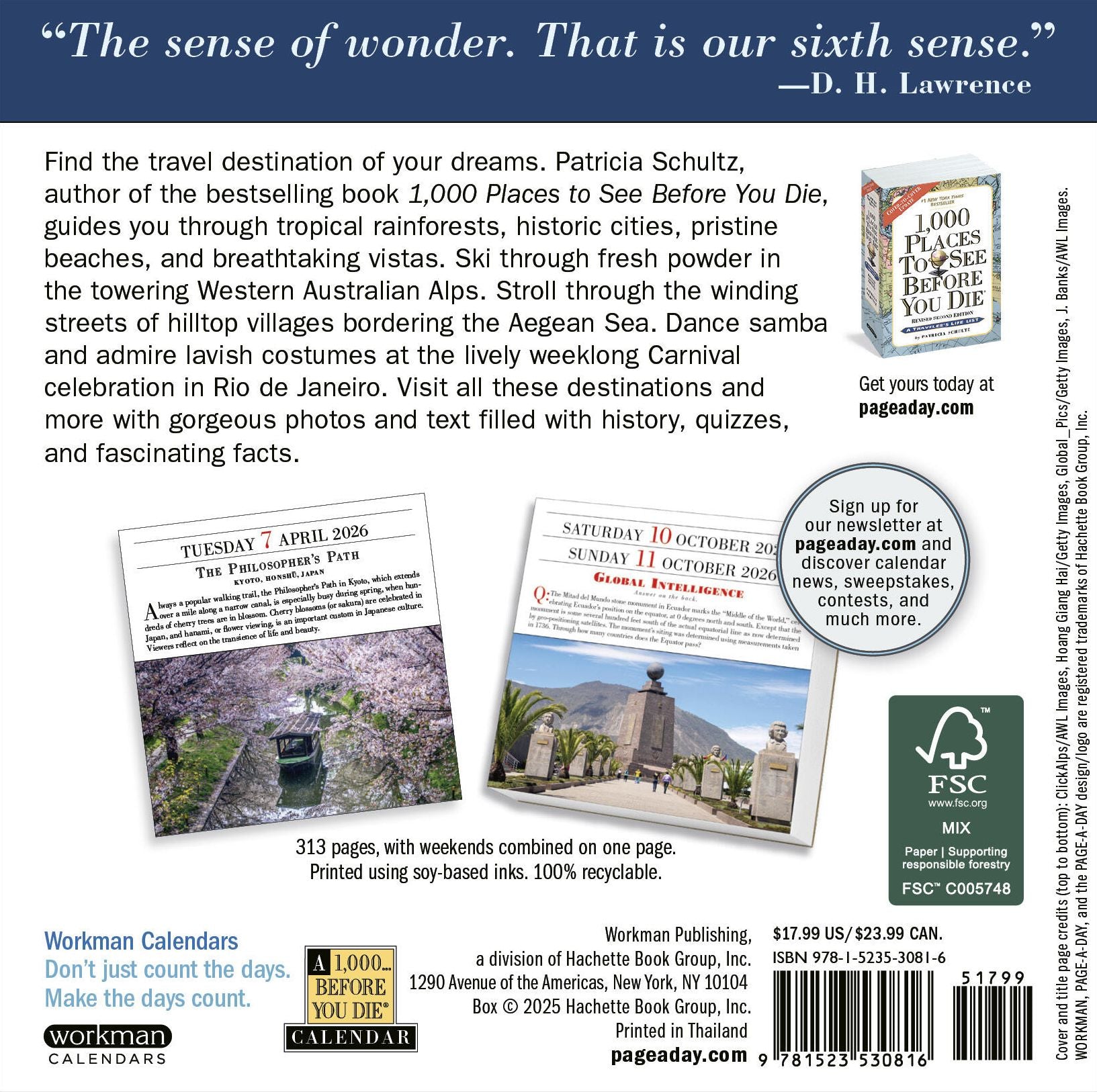 2026 1,000 Places to See Before You Die Page-A-Day Calendar