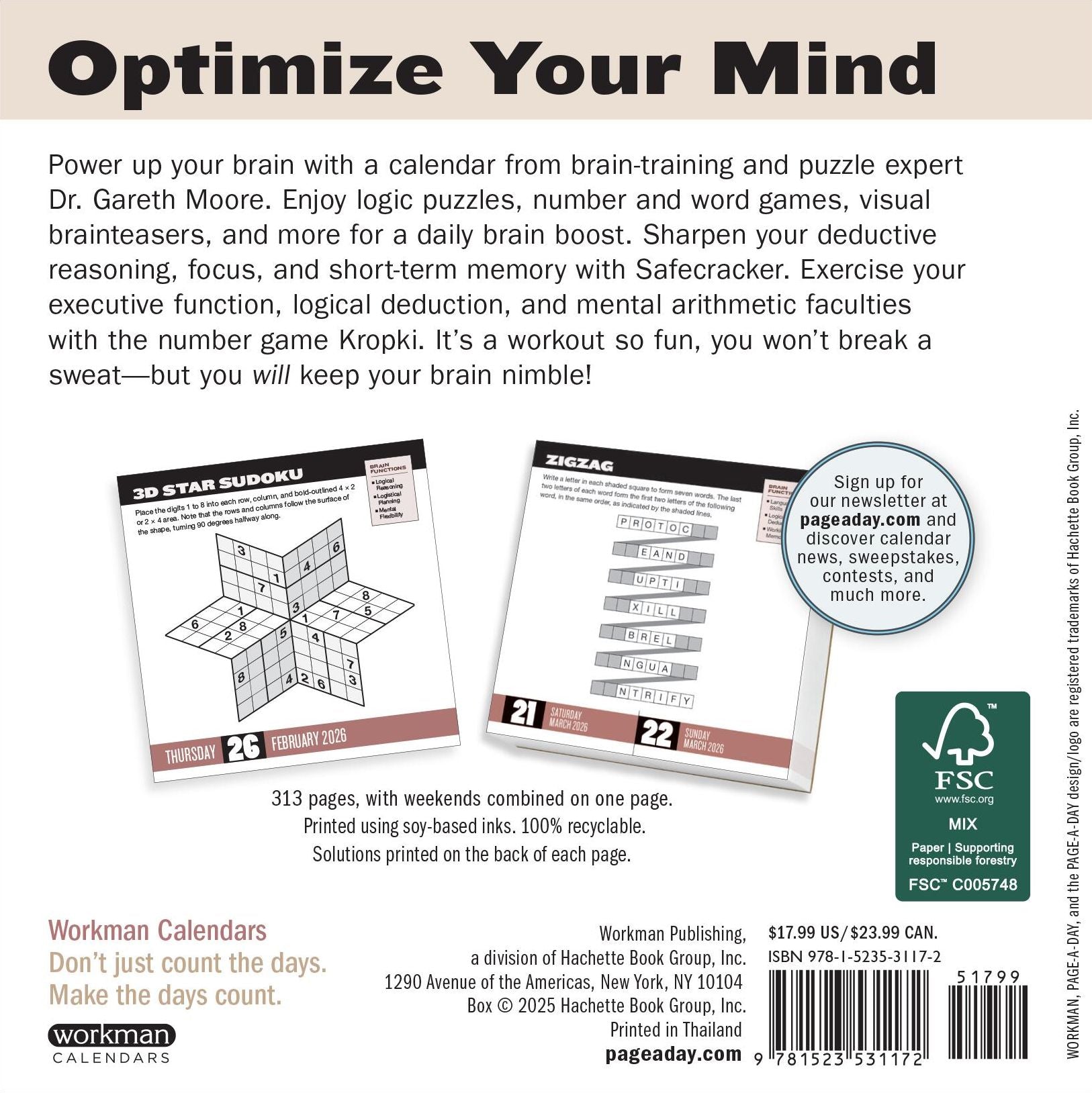 2026 Brainpower Puzzles Page-A-Day Calendar