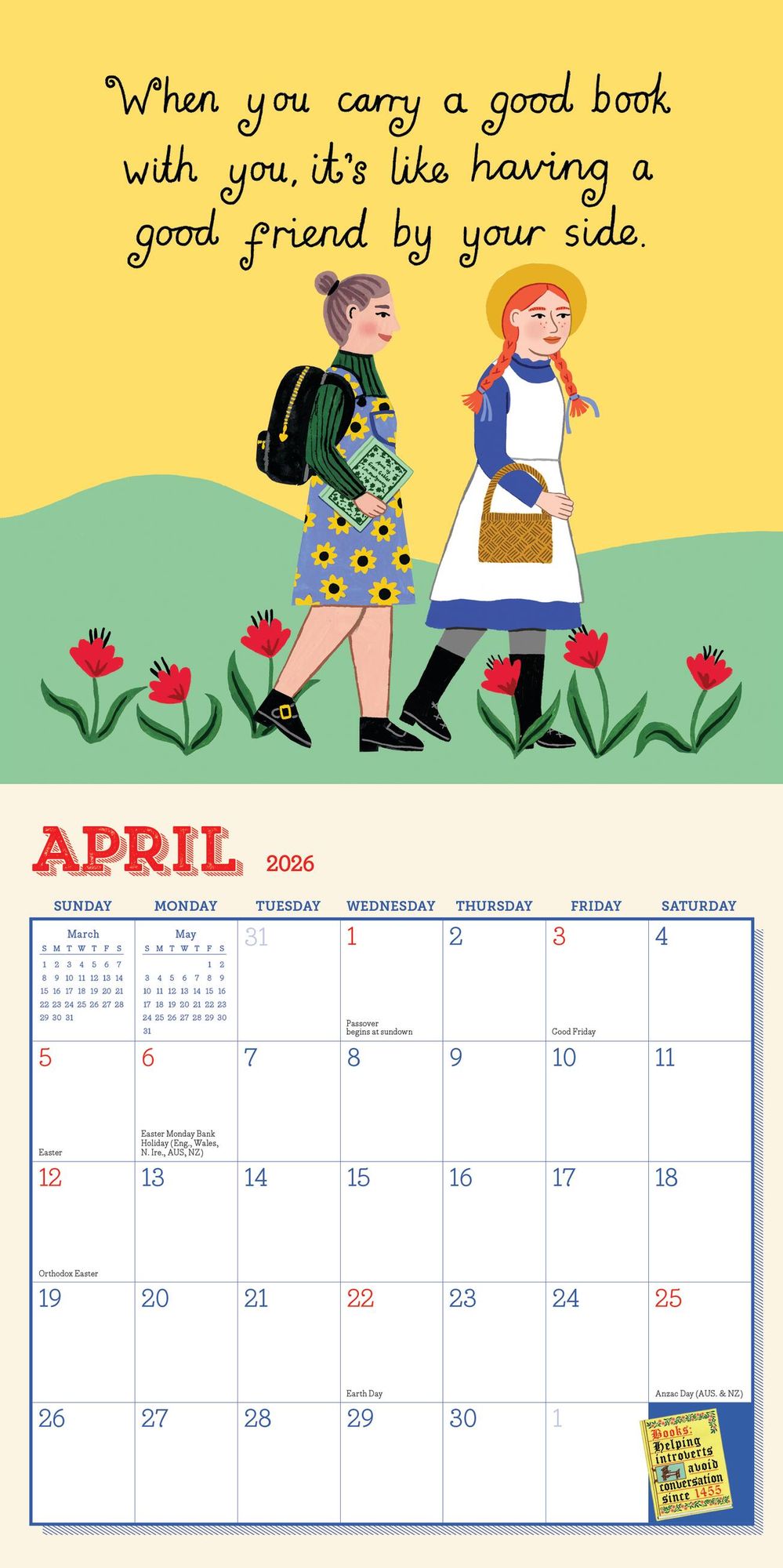 2026 Book Nerd Mini Wall Calendar